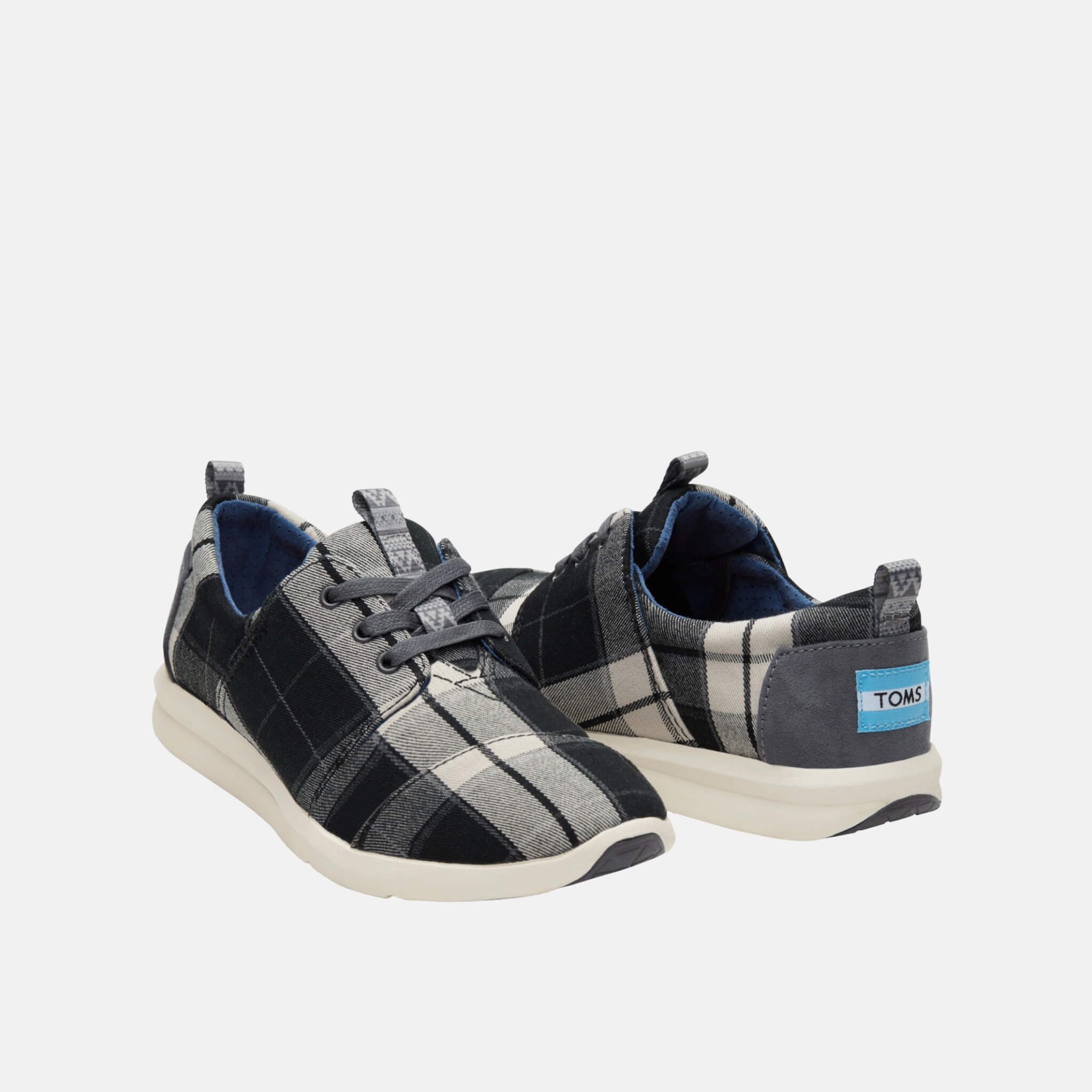 TOMS Women's Black and White Plaid Del Rey