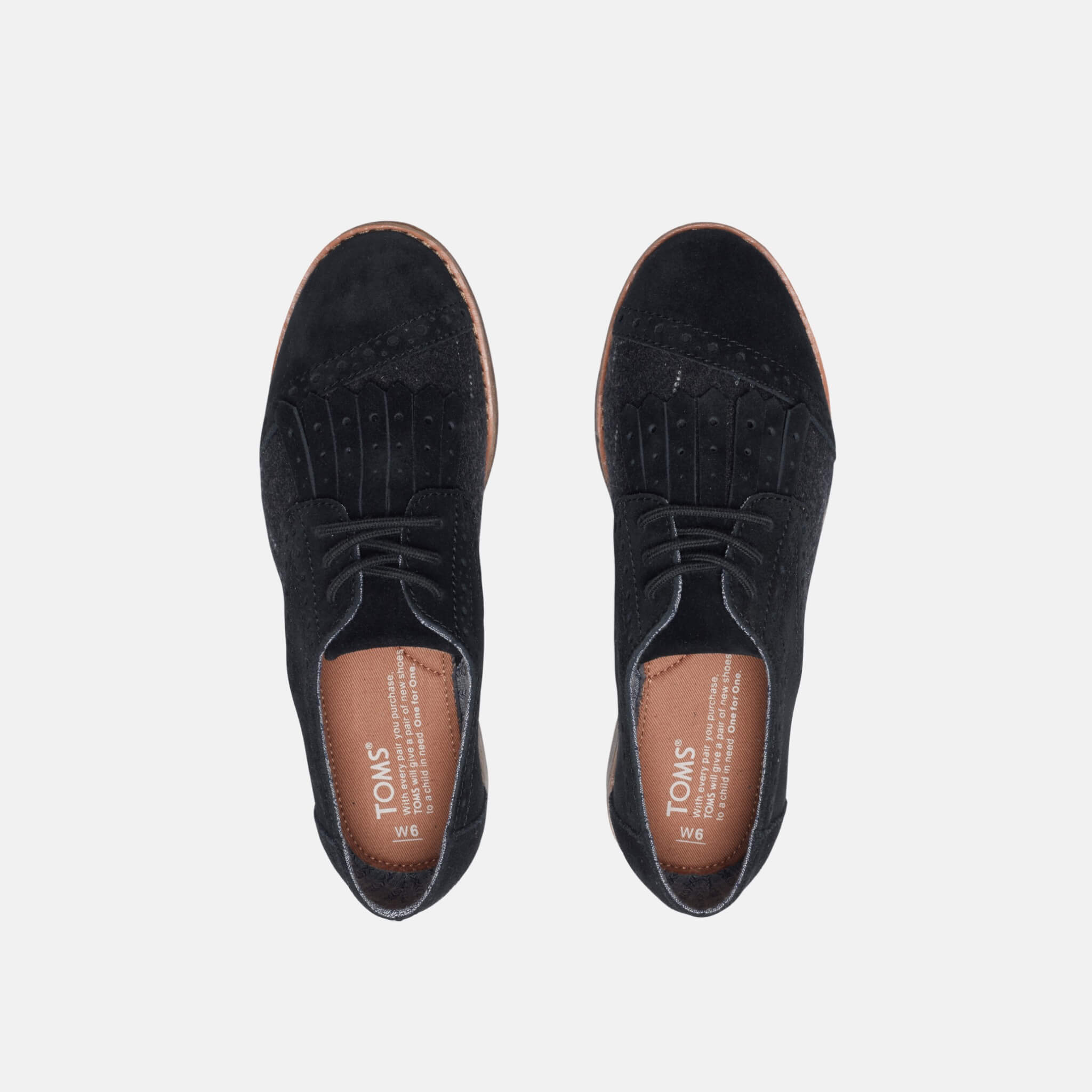 Czarne damskie półbuty TOMS Kiltie Brogue