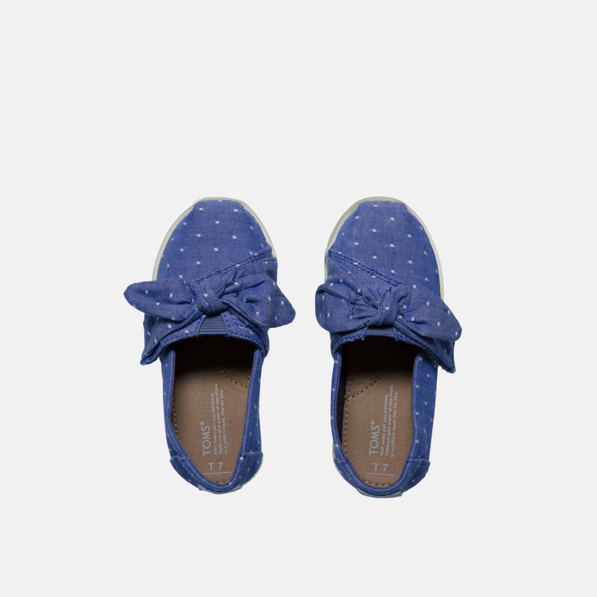 Dziecięce niebieskie TOMS Bow Seasonal Classics Tiny Alpargata