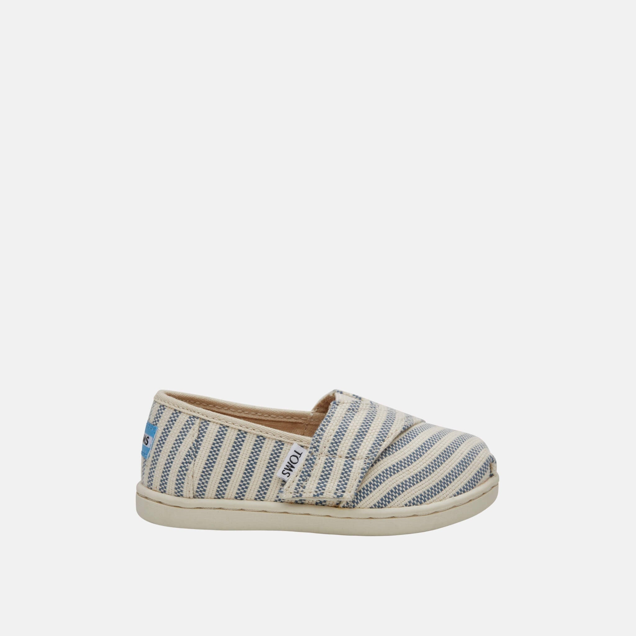 Dziecięce kremowo-niebieskie TOMS Stripes Seasonal Classics Tiny Alpargata