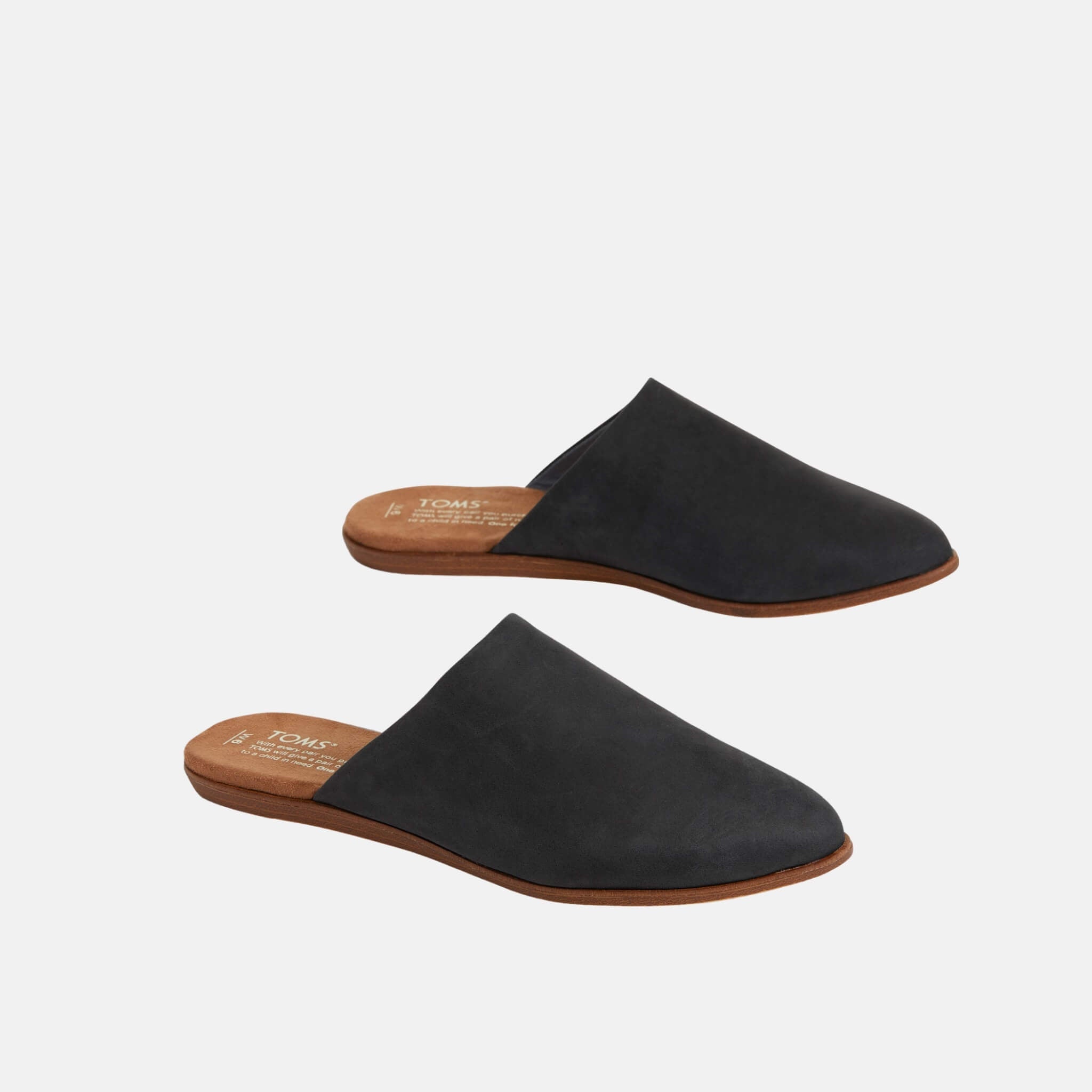 Damskie czarne kapcie TOMS Leather Jutti Mule