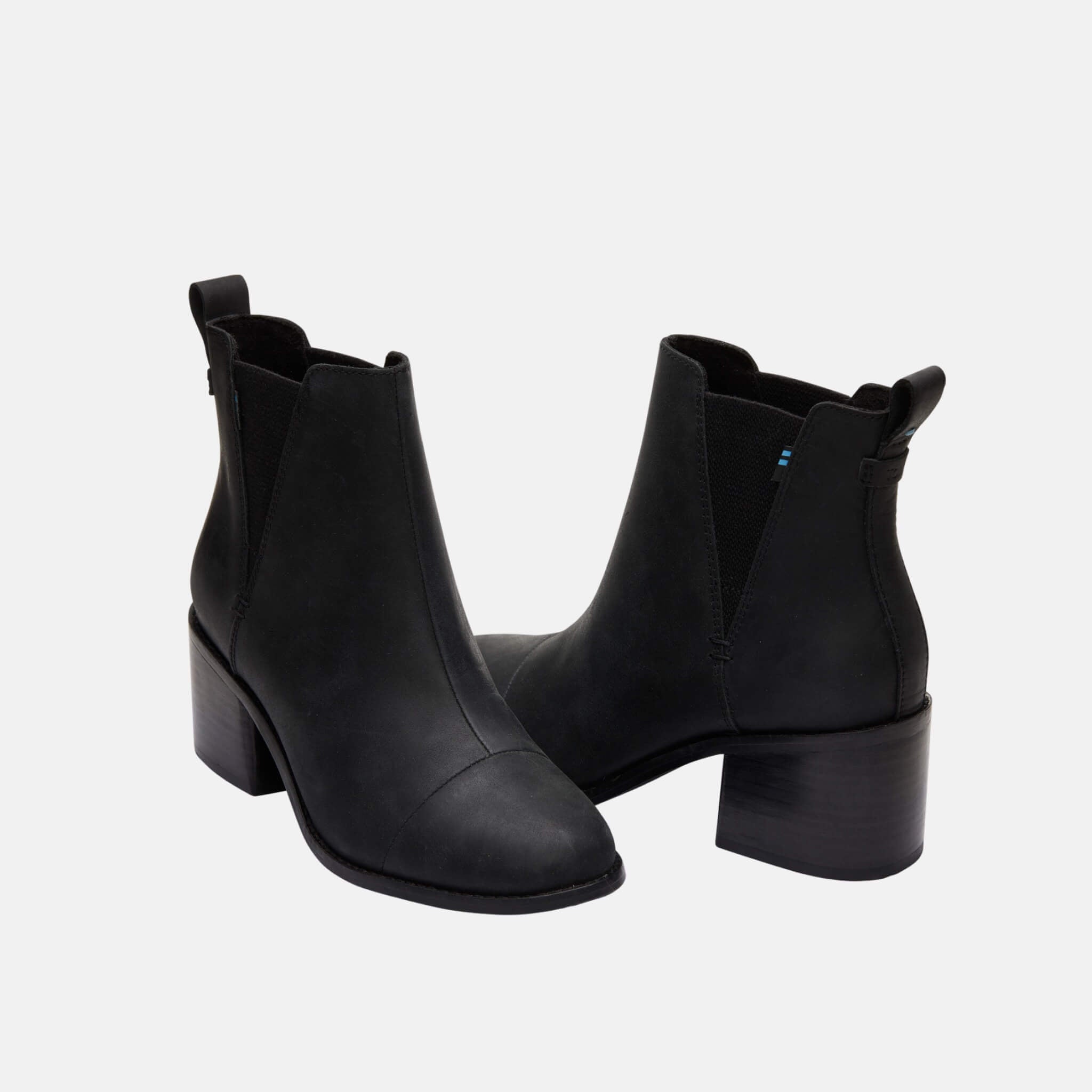 Czarne damskie na obcasie TOMS Leather Esme