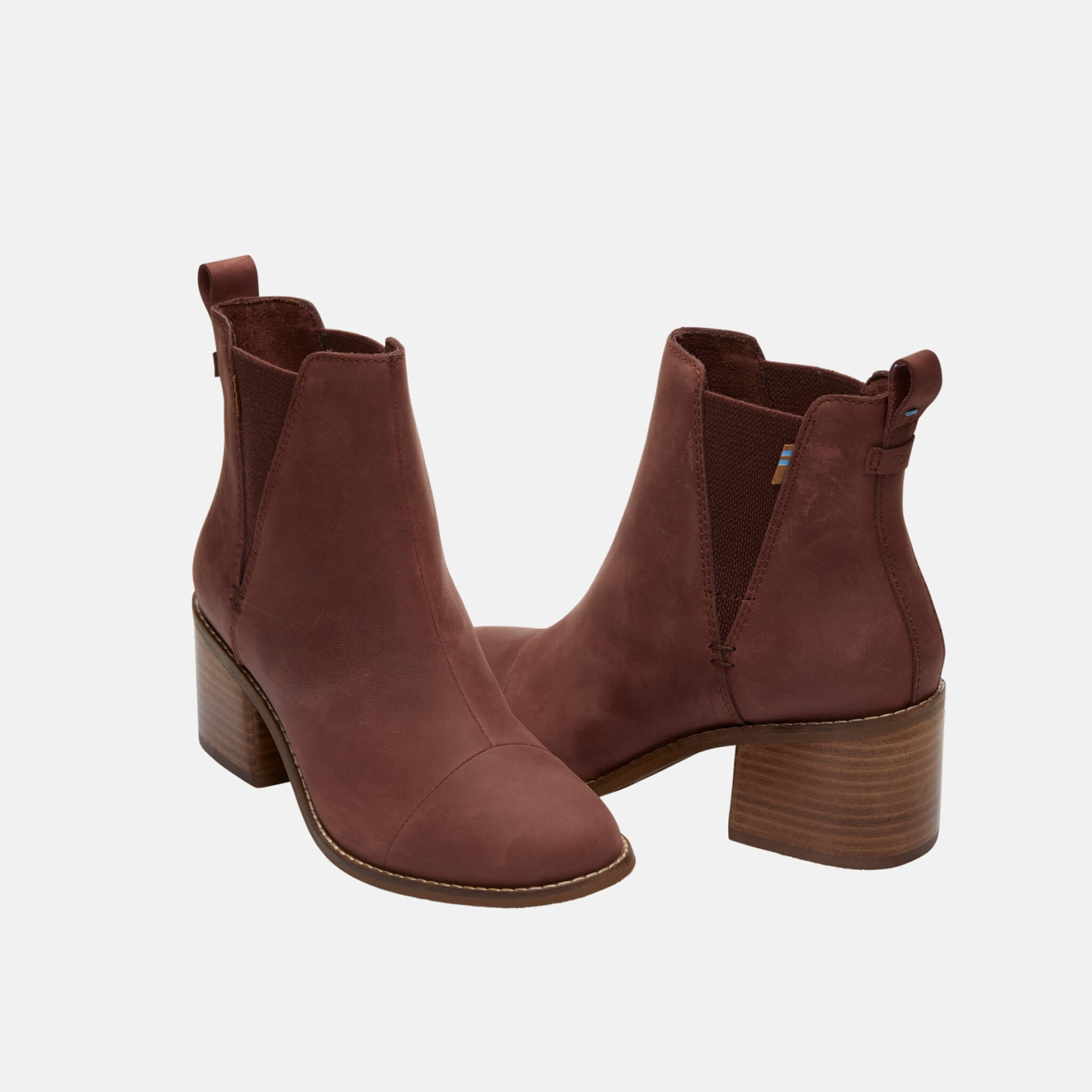 Damskie brązowe na obcasie TOMS Leather Esme