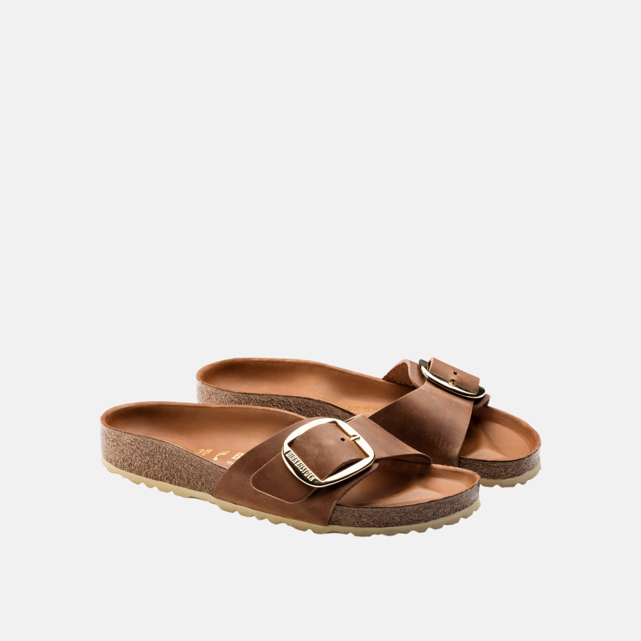 Brązowe klapki Birkenstock Madrid Big Buckle Oiled Leather