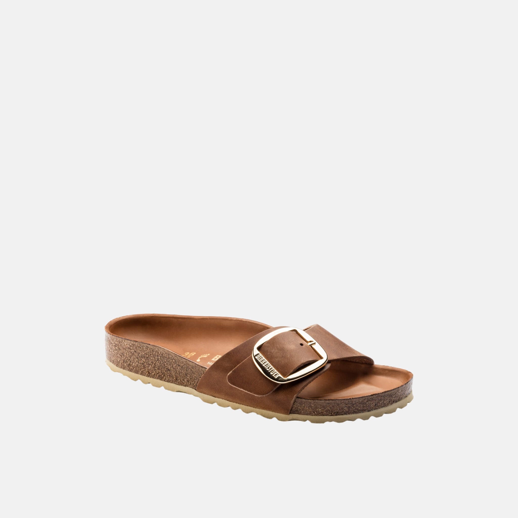 Brown Birkenstock Madrid Big Buckle Oiled Leather Slides