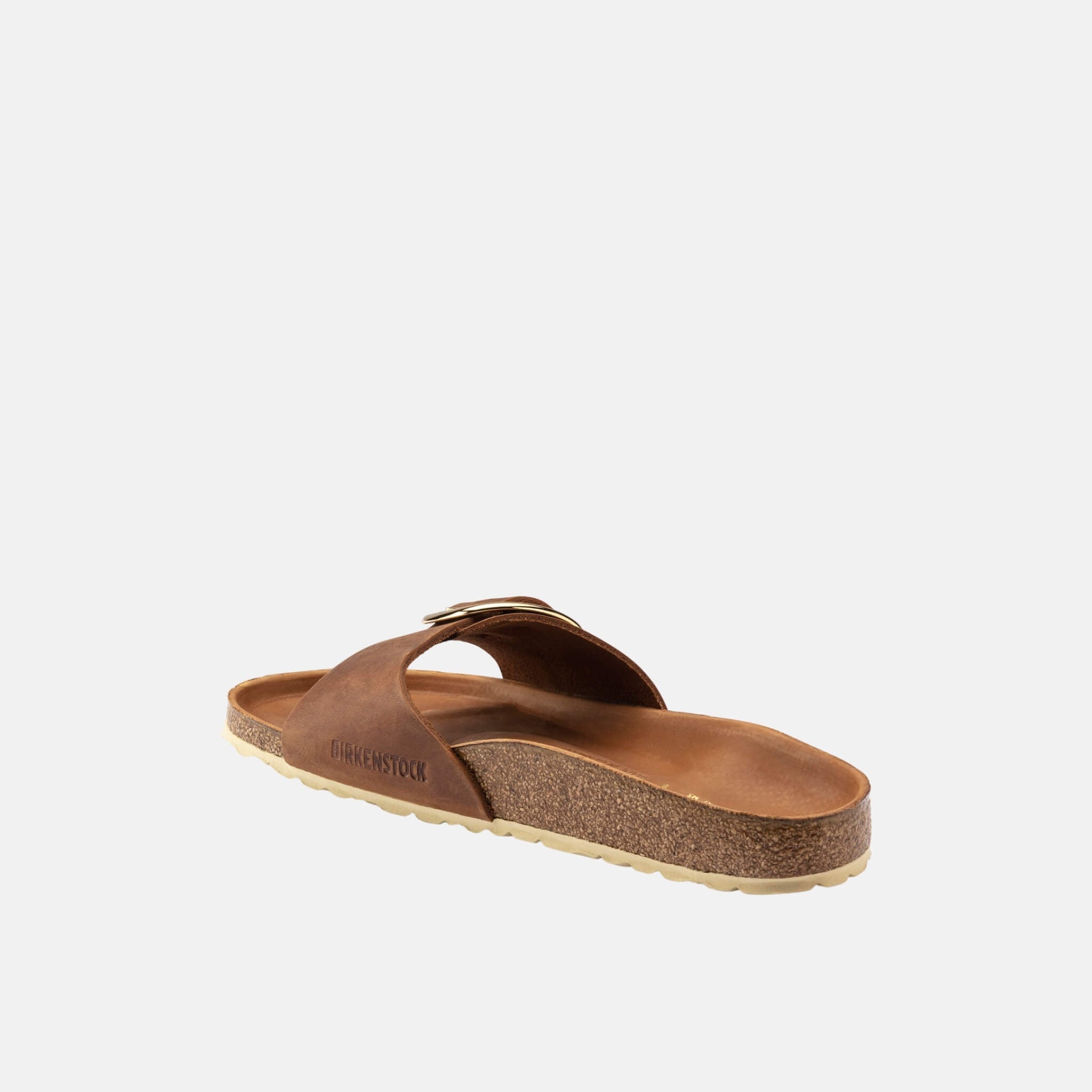 Brown Birkenstock Madrid Big Buckle Oiled Leather Slides