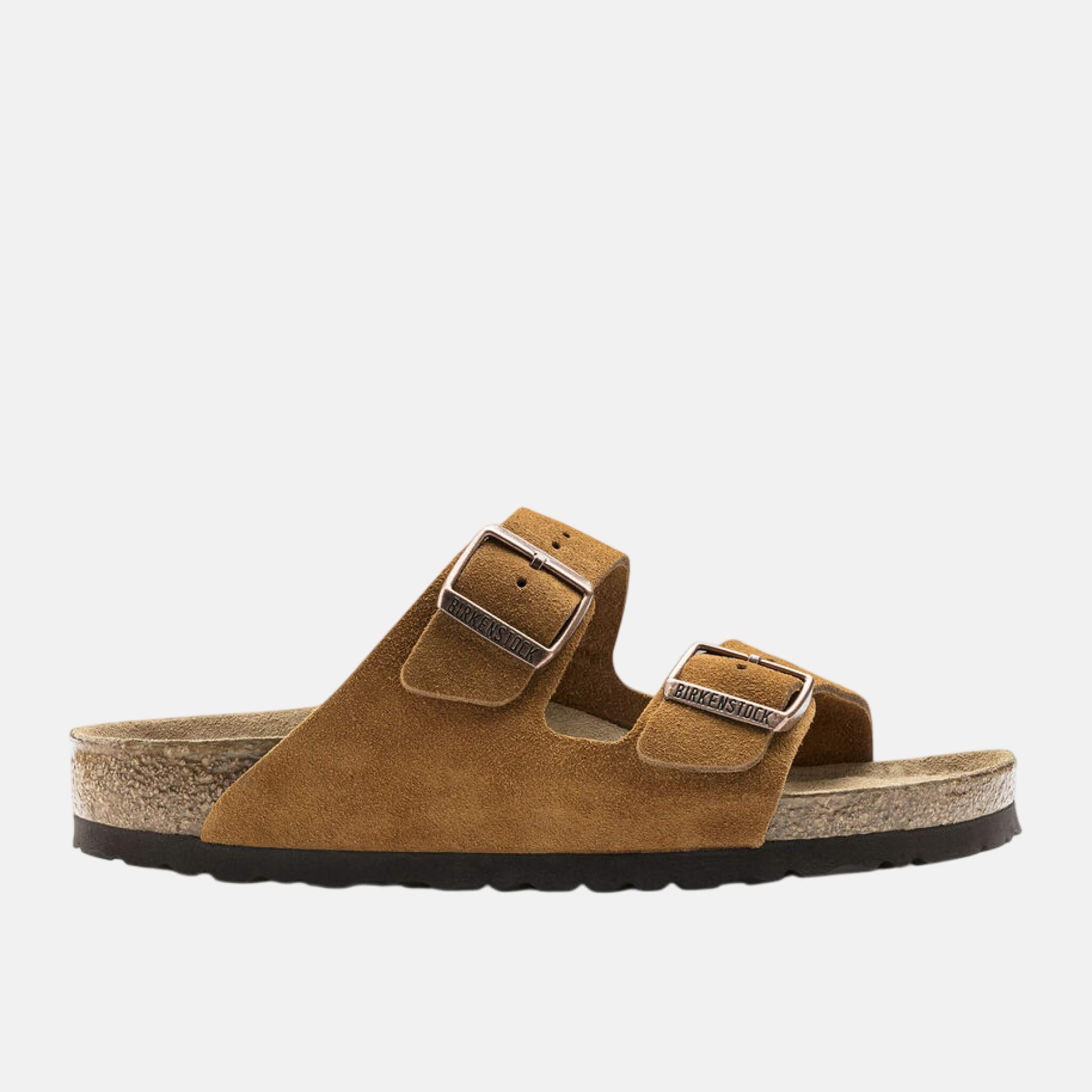 Brązowe klapki Birkenstock Arizona Soft Footbed Suede