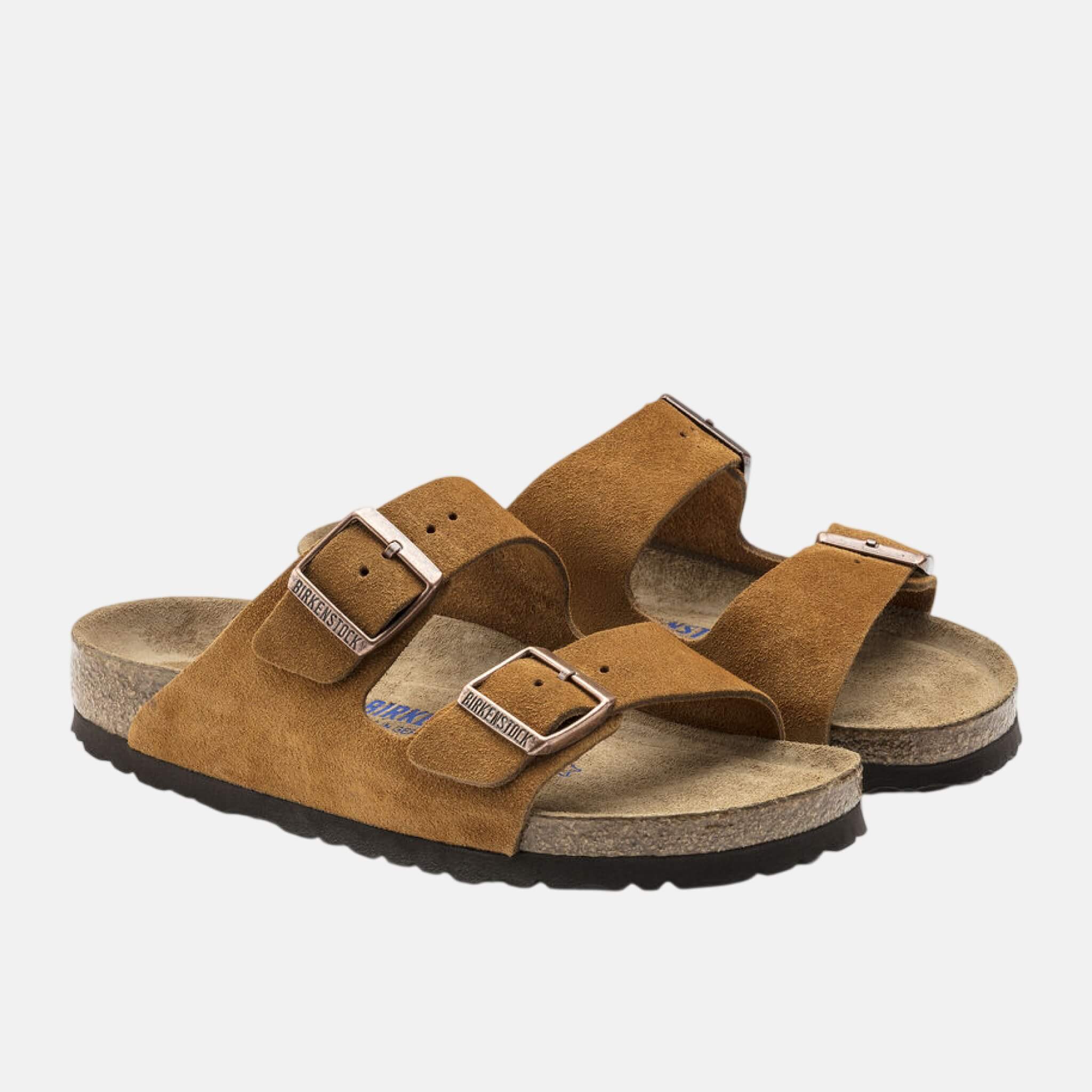 Brązowe klapki Birkenstock Arizona Soft Footbed Suede