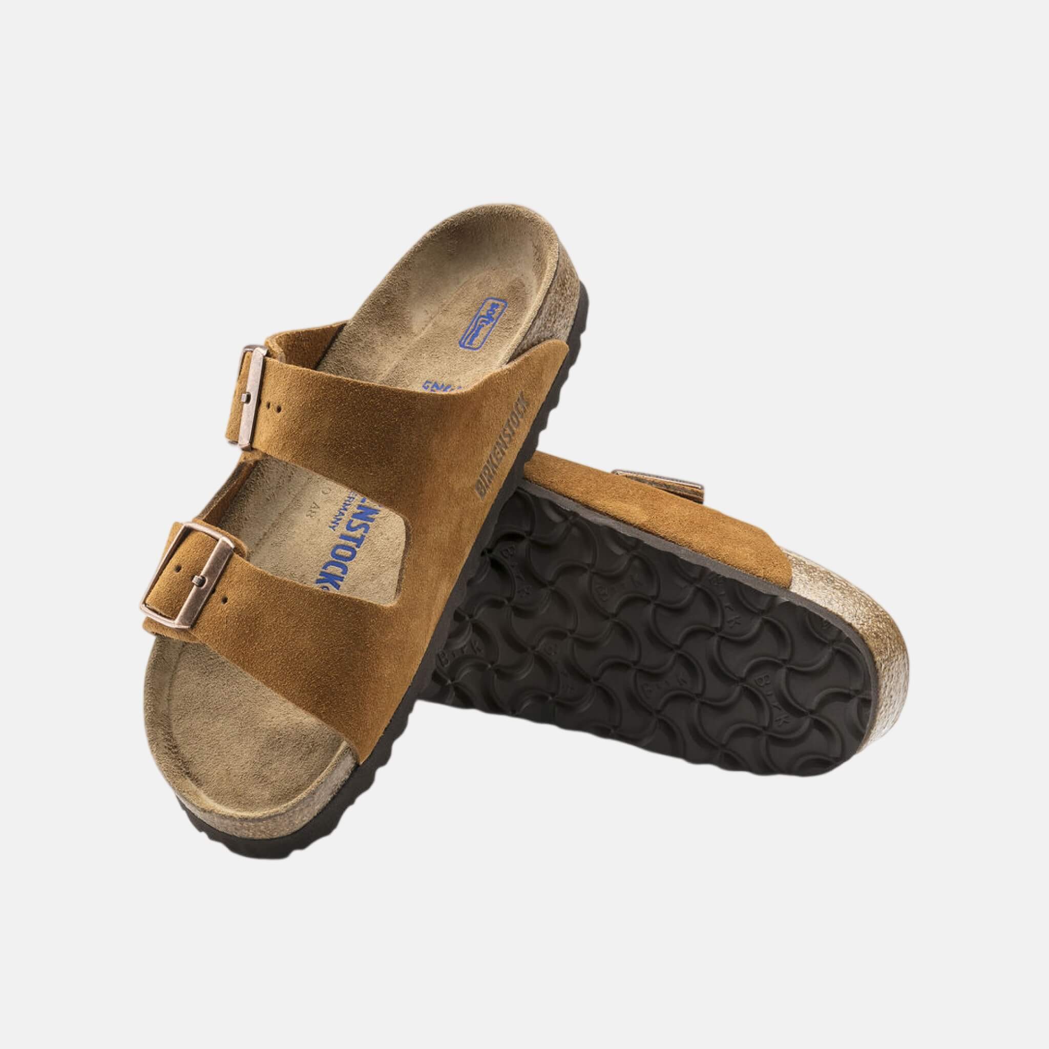 Brązowe klapki Birkenstock Arizona Soft Footbed Suede