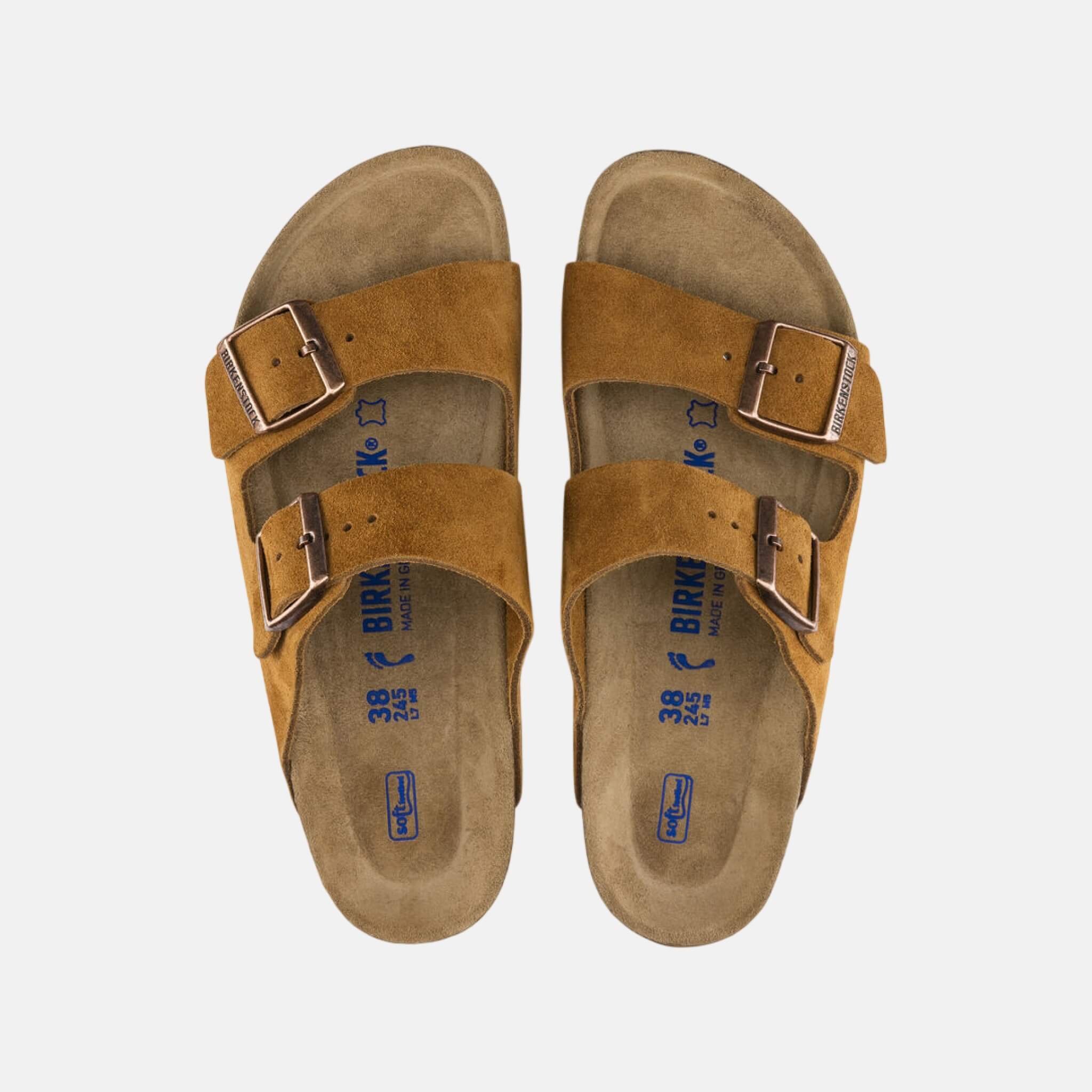 Brązowe klapki Birkenstock Arizona Soft Footbed Suede