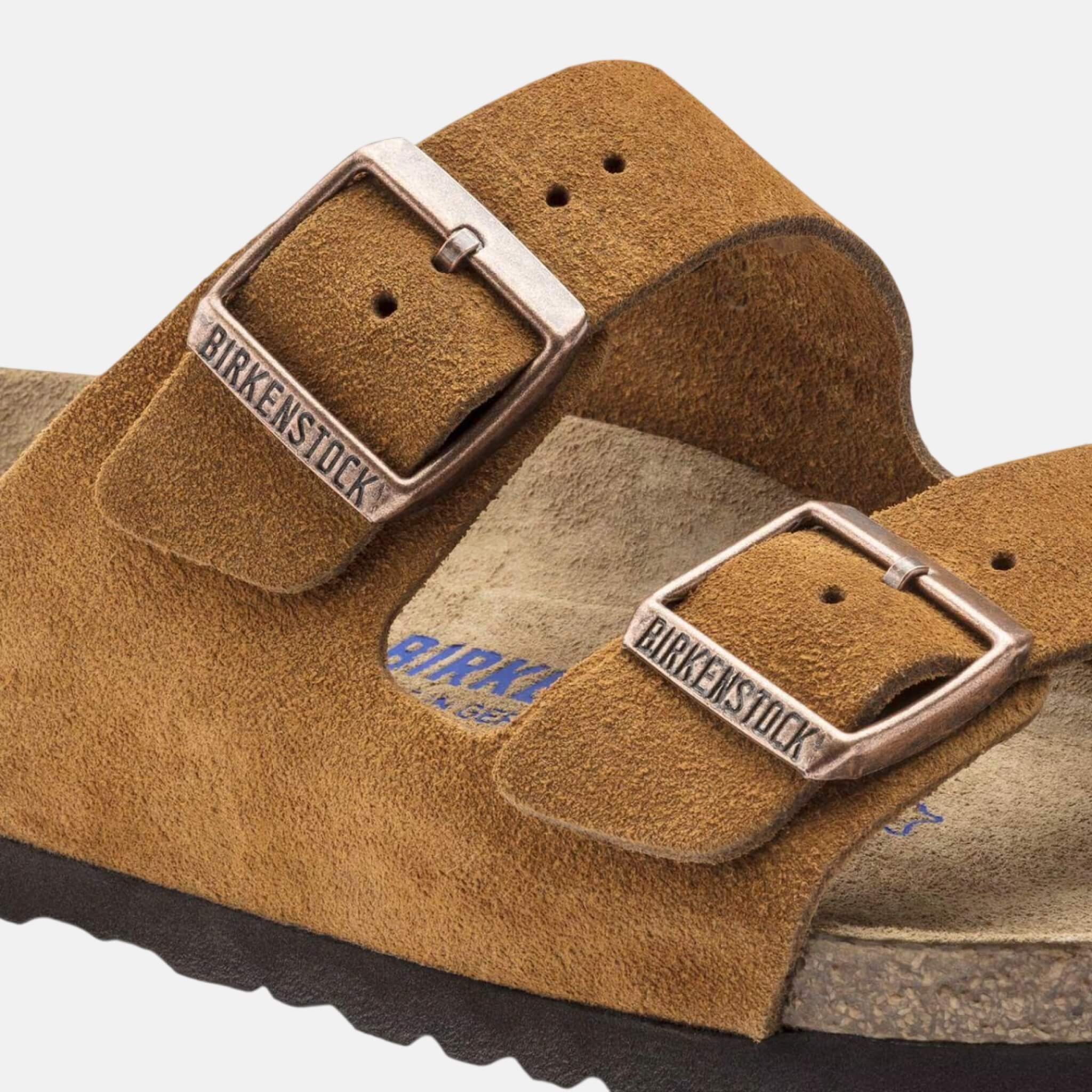 Brązowe klapki Birkenstock Arizona Soft Footbed Suede