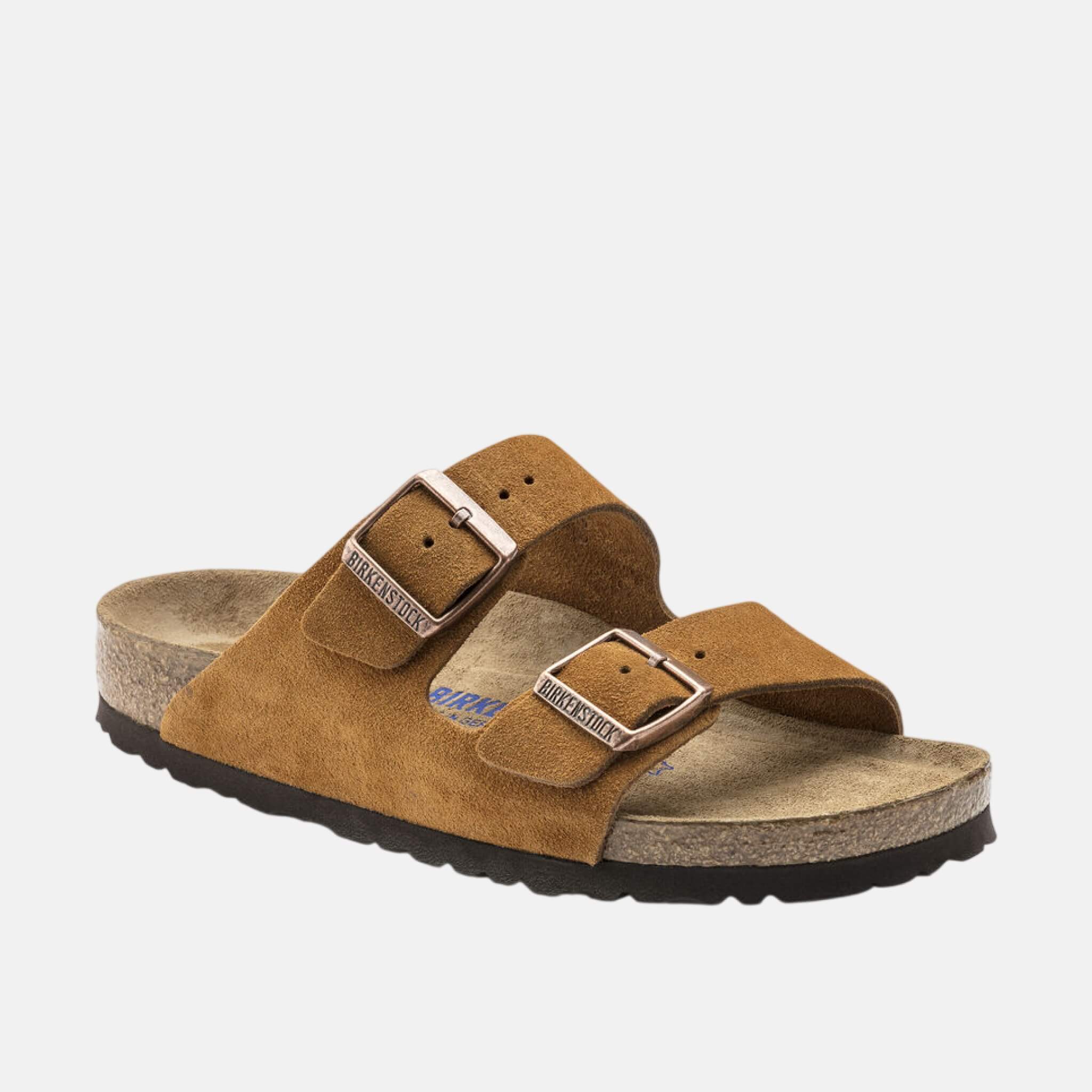 Brązowe klapki Birkenstock Arizona Soft Footbed Suede
