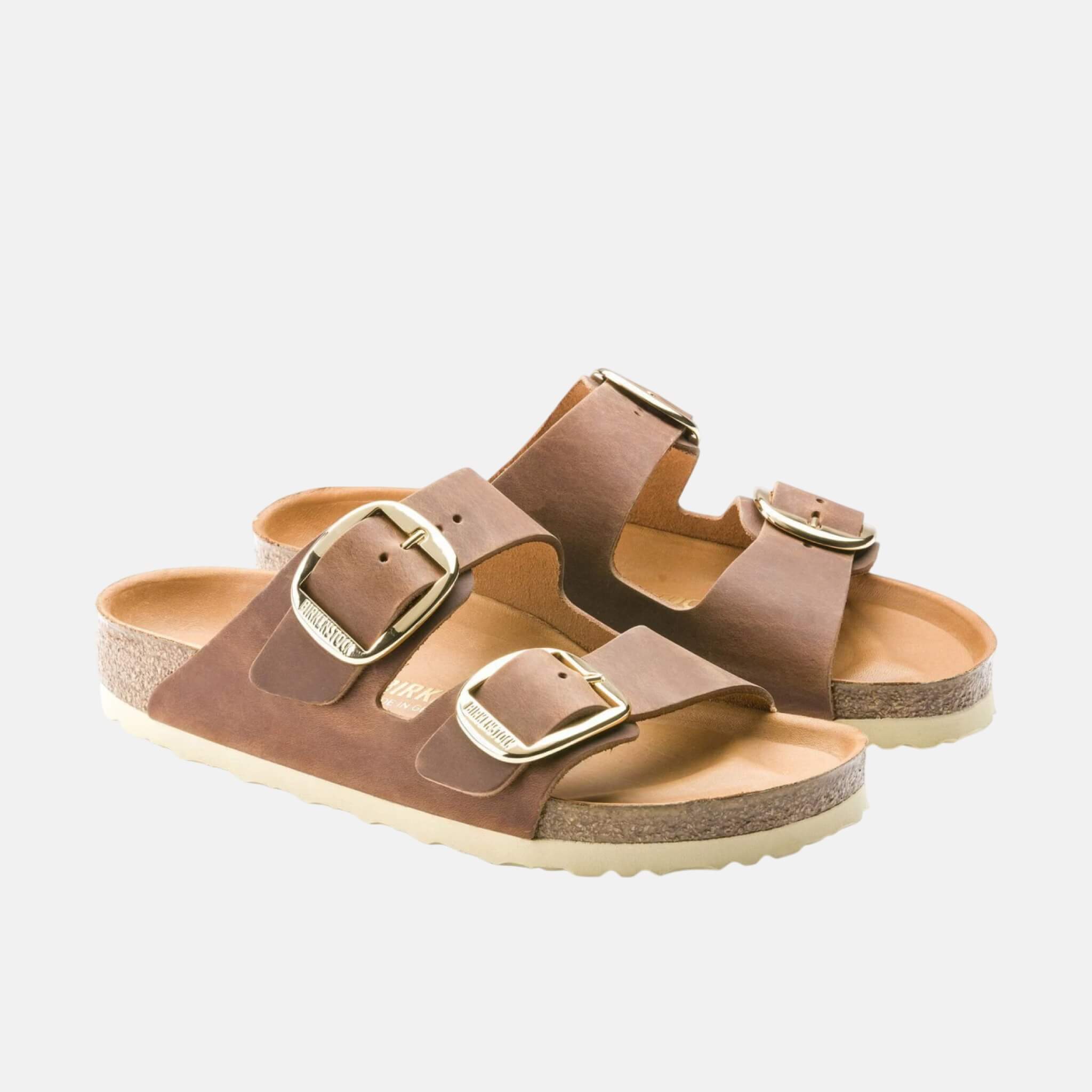 Brązowe klapki Birkenstock Arizona Regular Big Buckle Oiled Leather