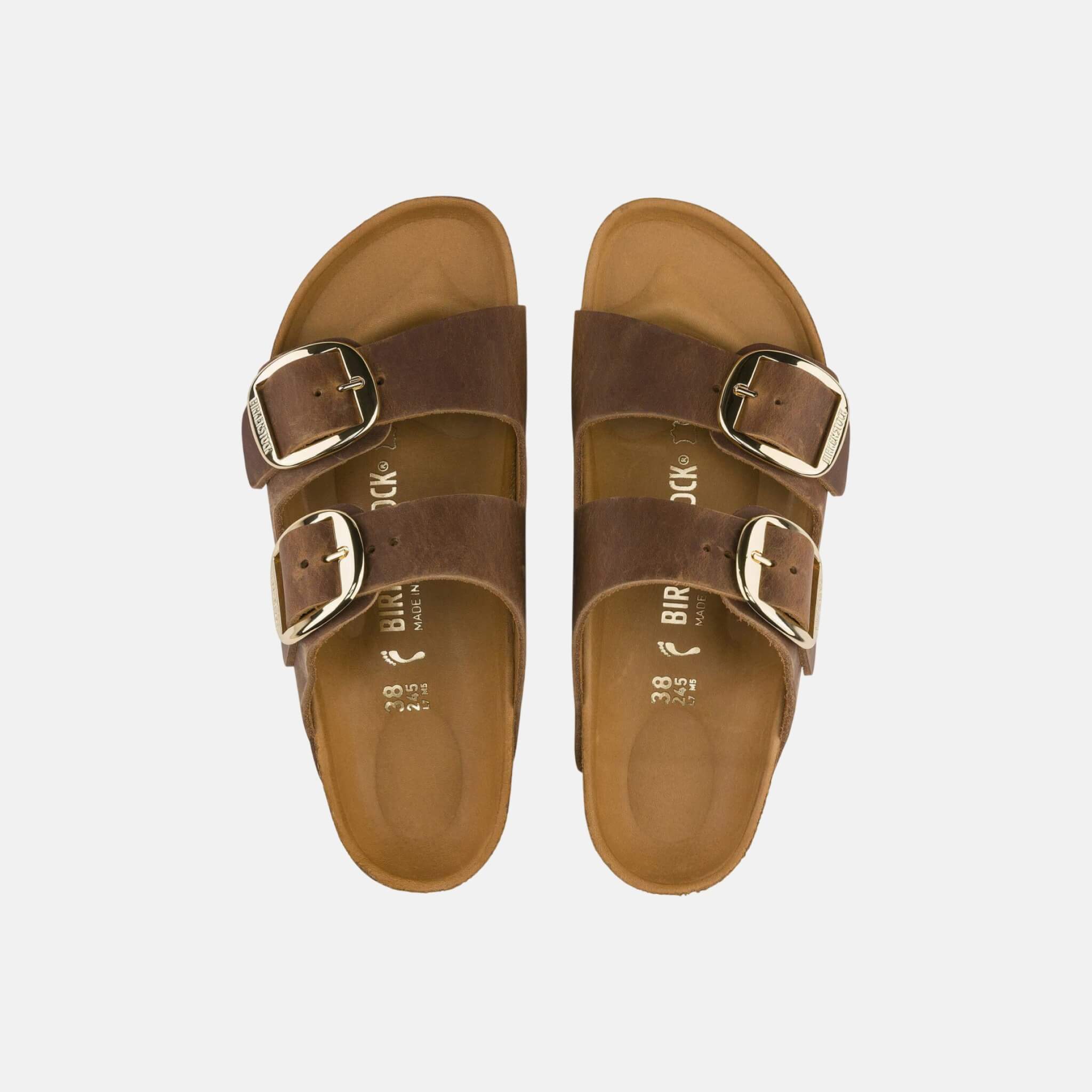 Brązowe klapki Birkenstock Arizona Regular Big Buckle Oiled Leather