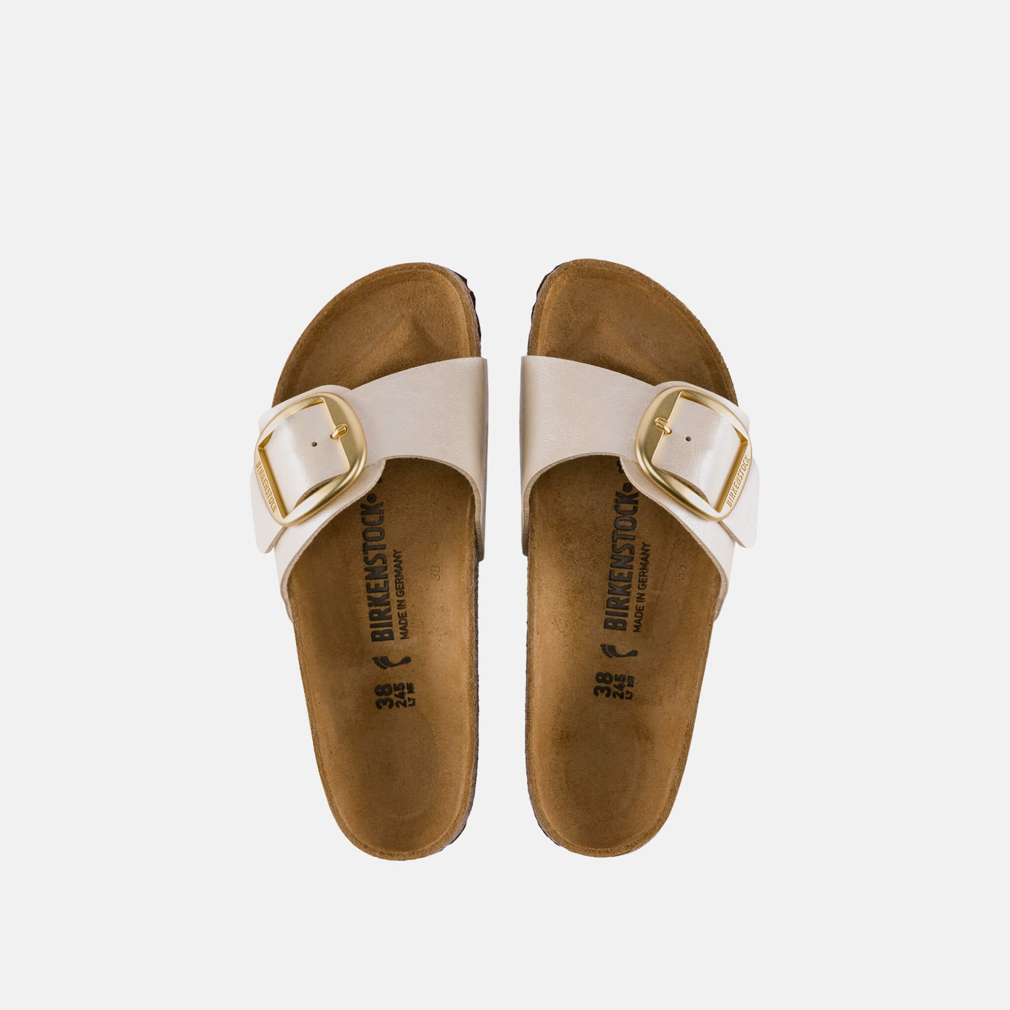 Perłowe klapki Birkenstock Madrid Big Buckle Graceful