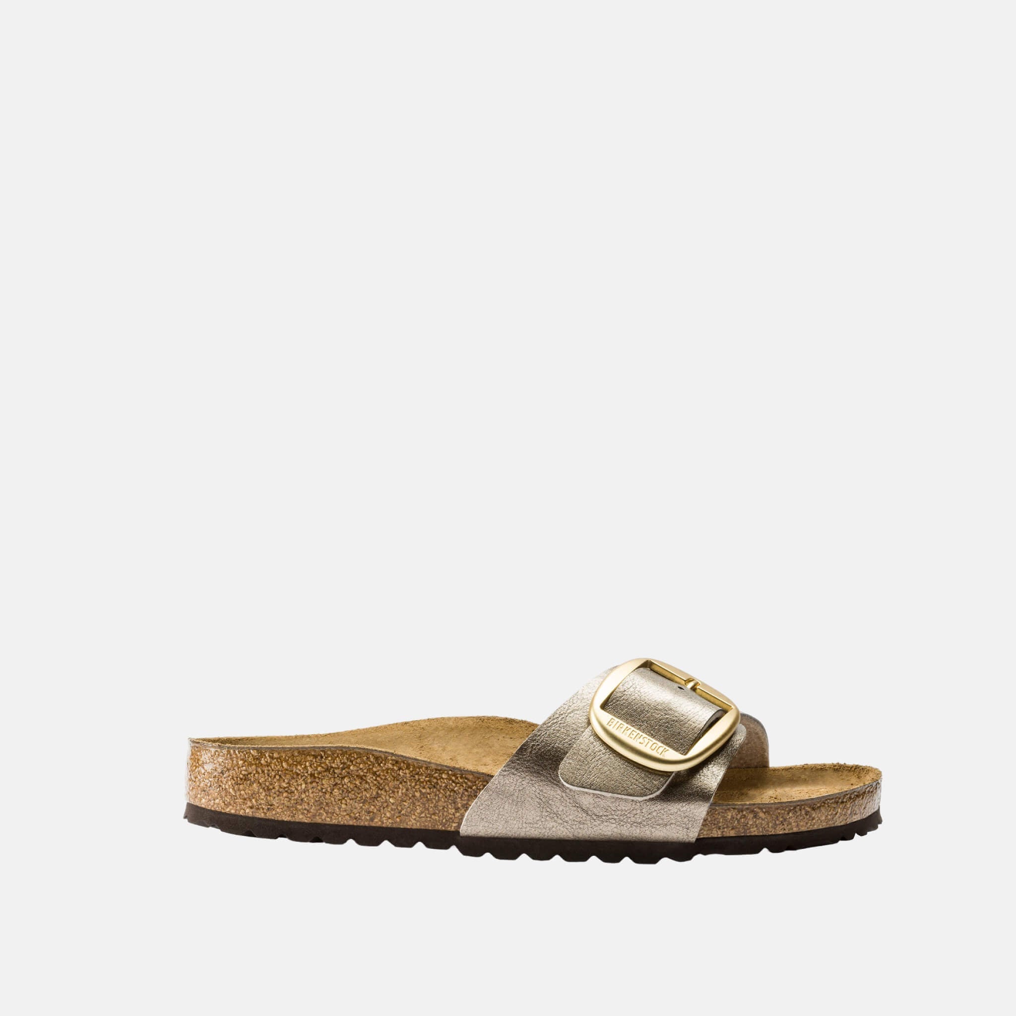 Złote klapki Birkenstock Madrid Big Buckle Graceful w rozmiarze regularnym