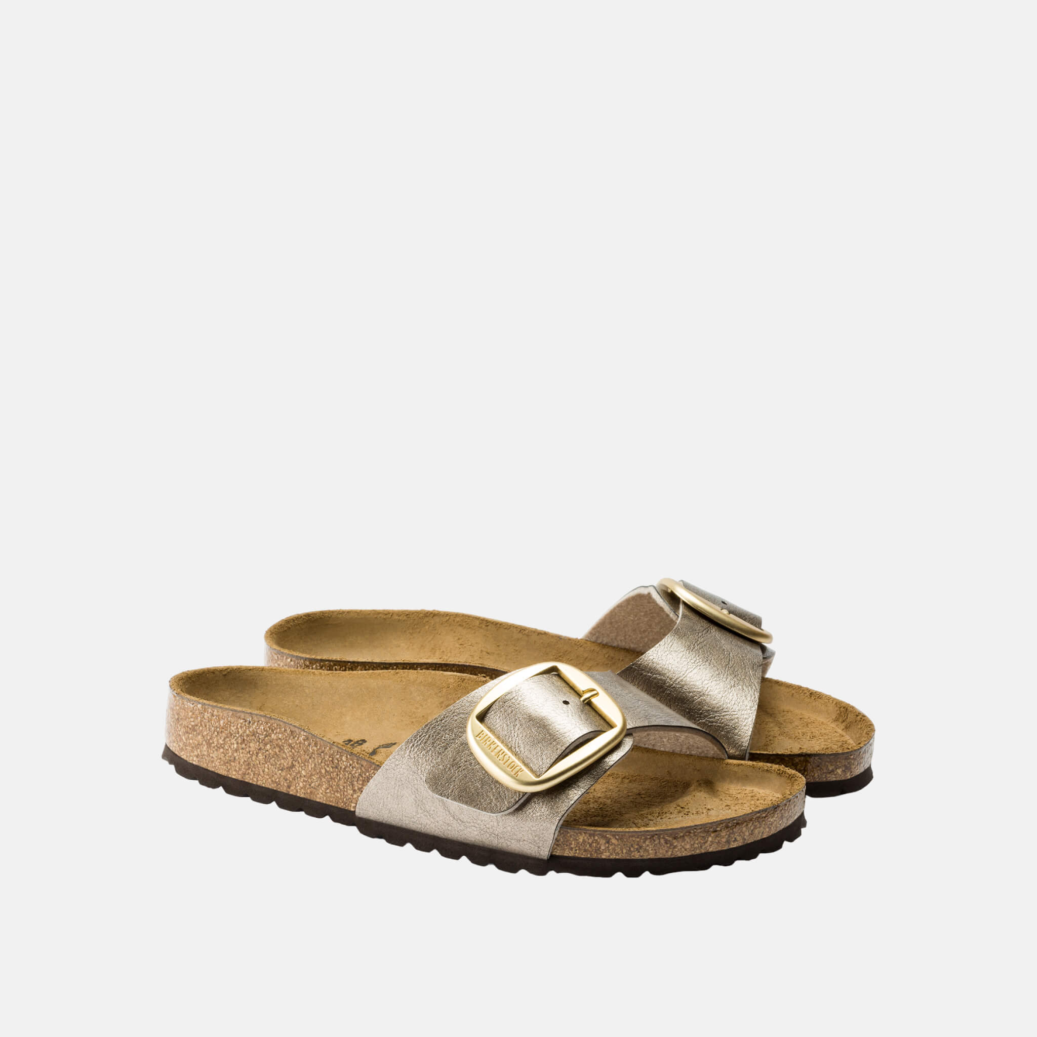 Złote klapki Birkenstock Madrid Big Buckle Graceful w rozmiarze regularnym