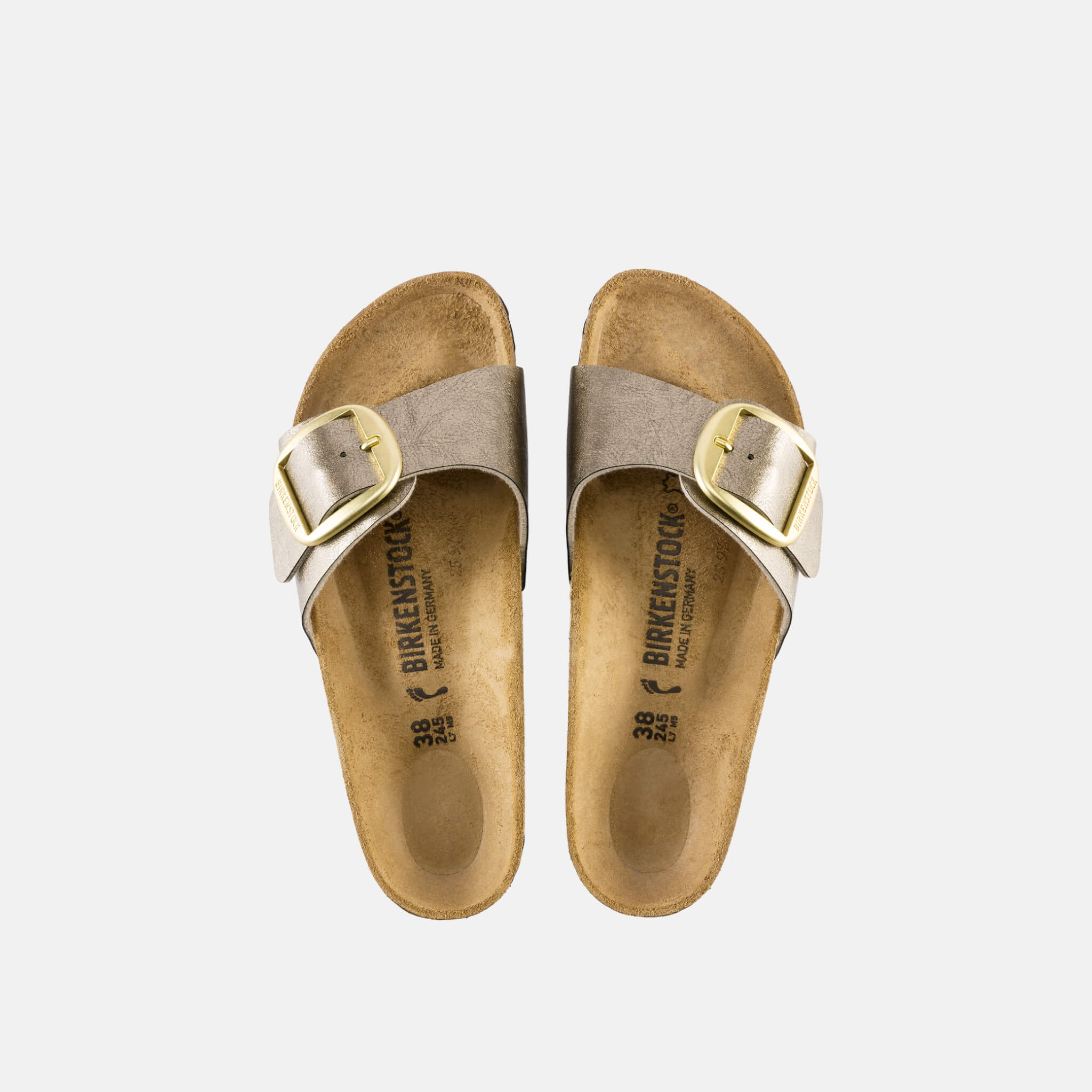 Birkenstock Madrid Big Buckle Graceful gold flip-flops in regular size