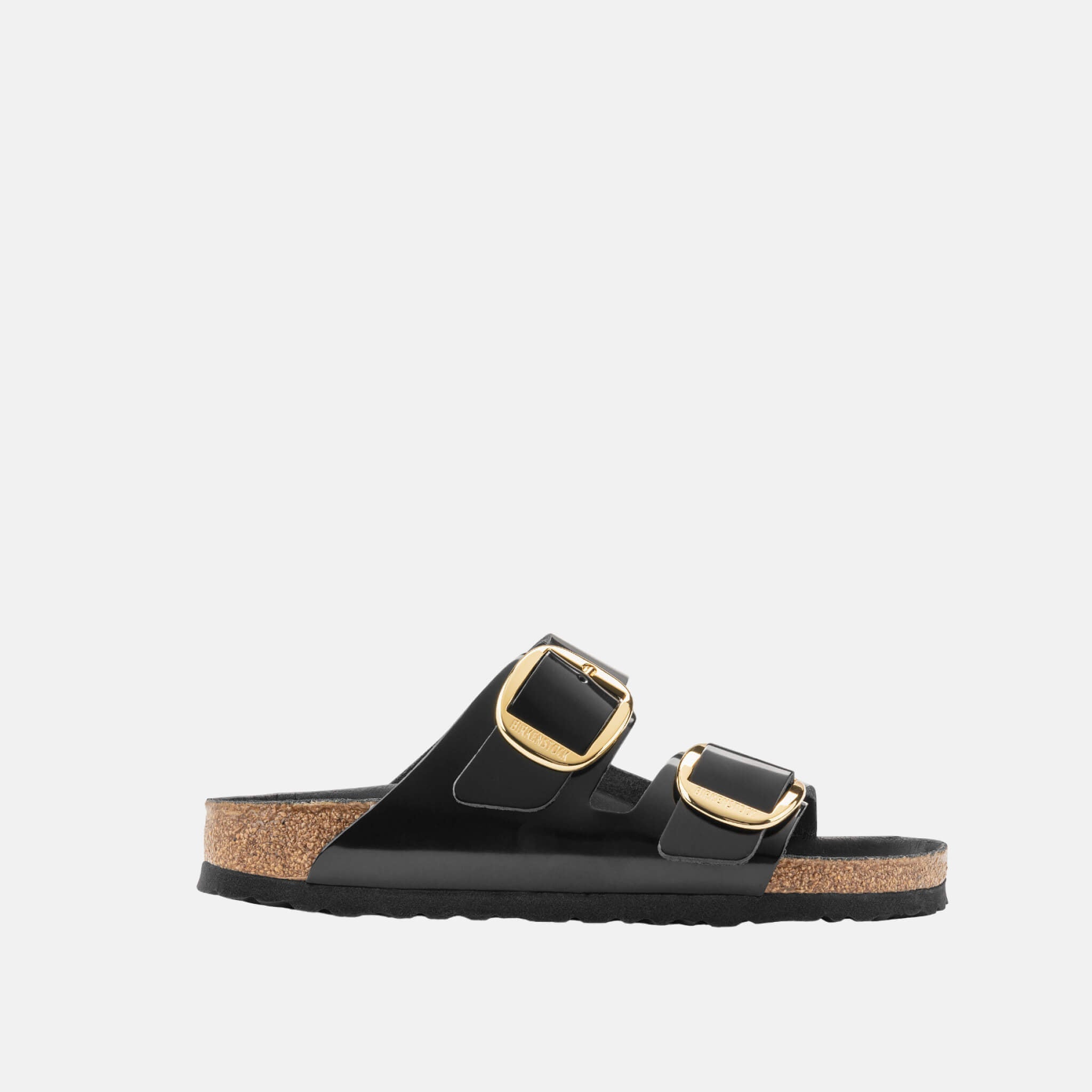 Czarne klapki Birkenstock Arizona Big Buckle High Shine Leather