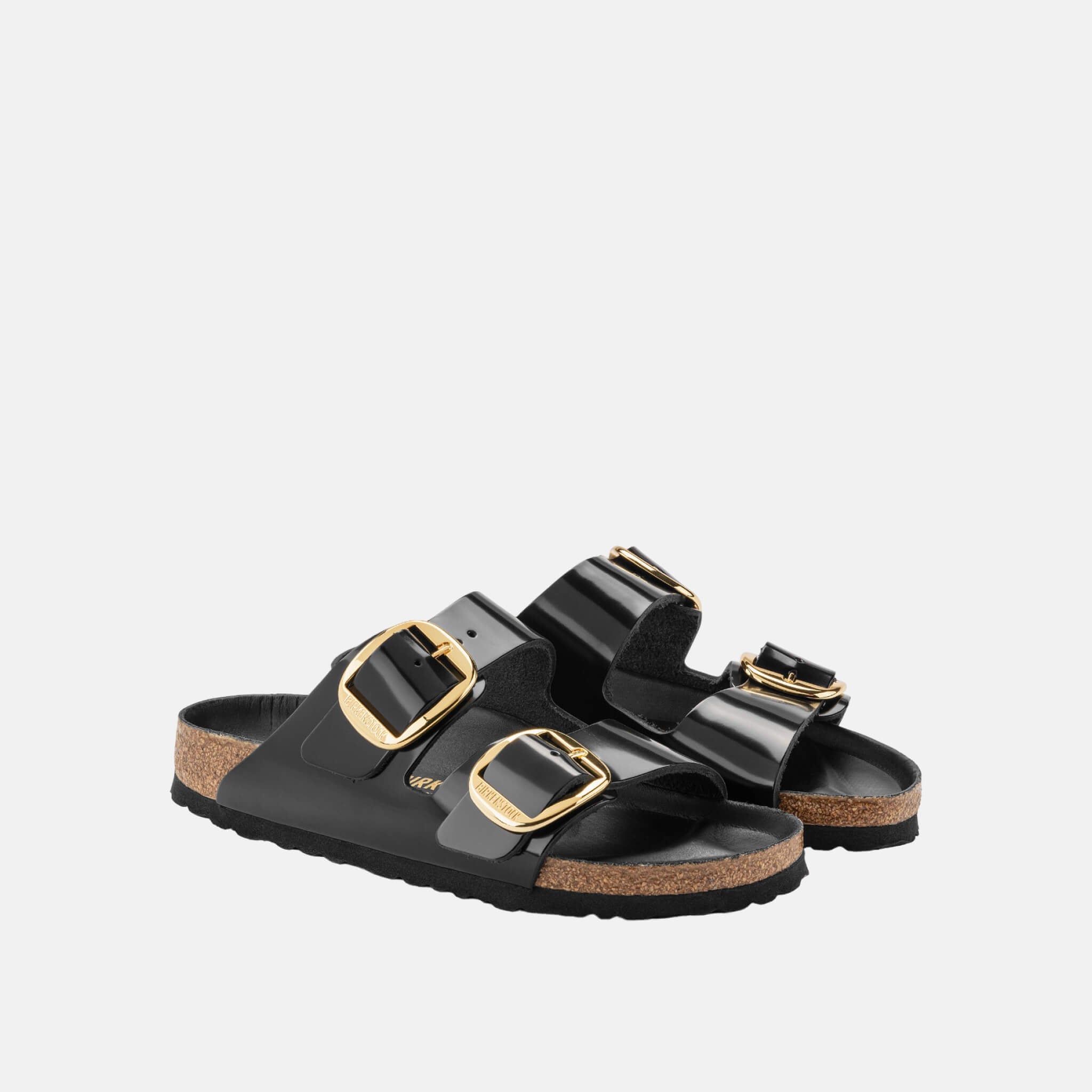 Czarne klapki Birkenstock Arizona Big Buckle High Shine Leather