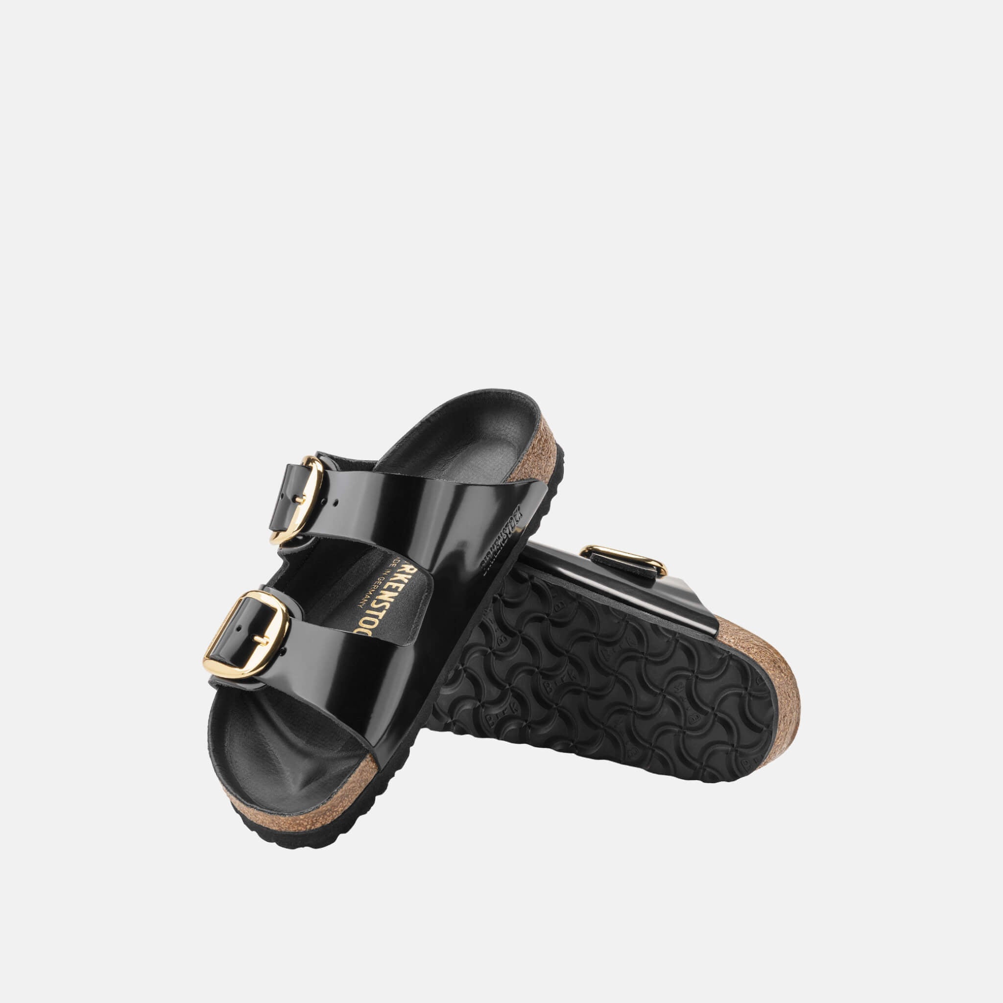 Czarne klapki Birkenstock Arizona Big Buckle High Shine Leather