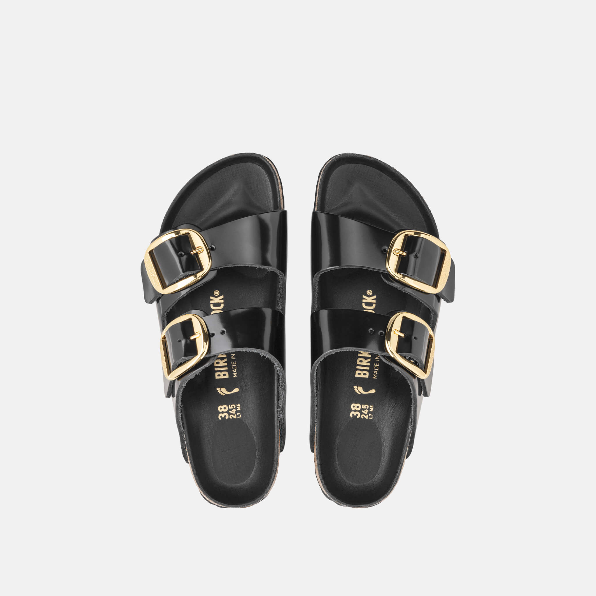 Czarne klapki Birkenstock Arizona Big Buckle High Shine Leather