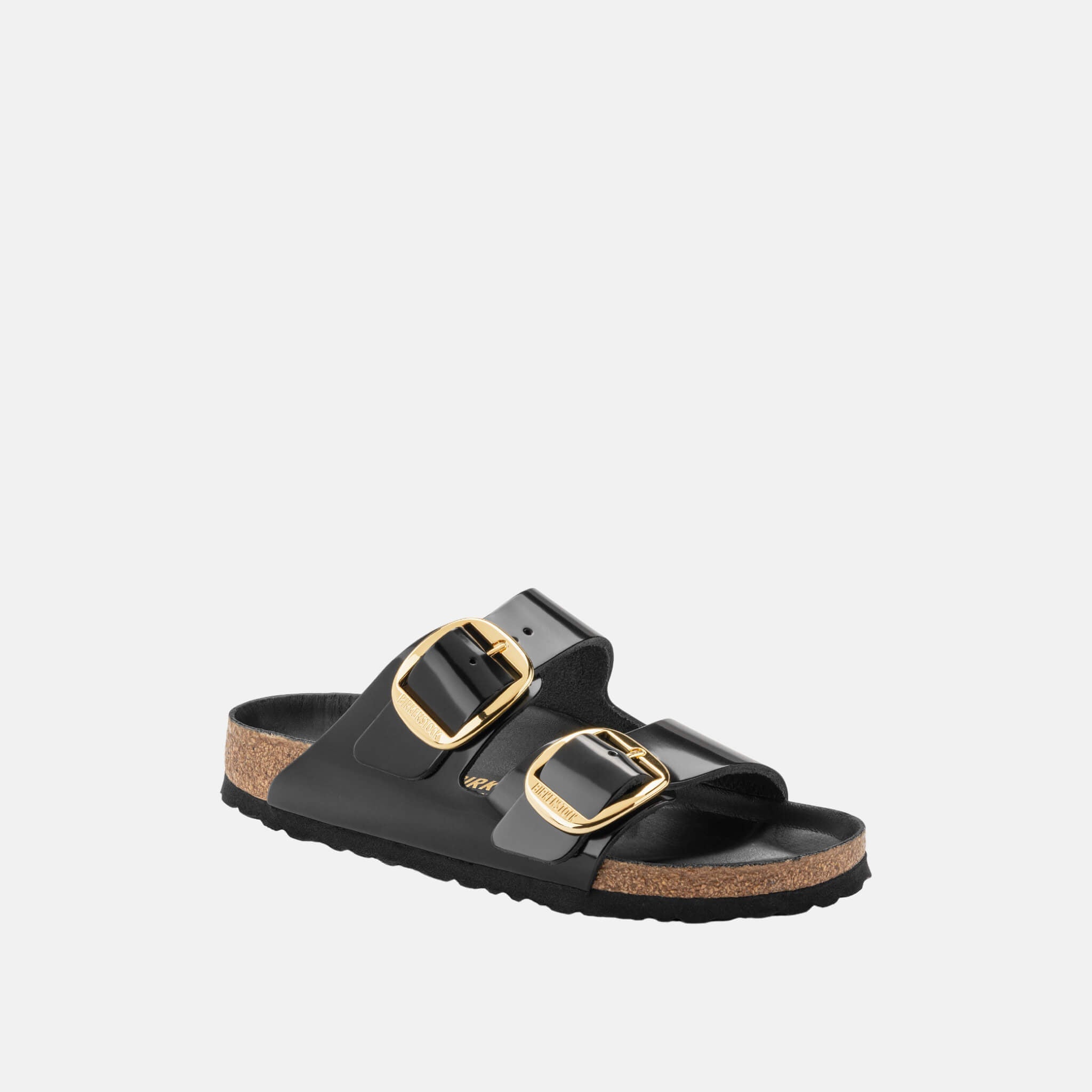 Czarne klapki Birkenstock Arizona Big Buckle High Shine Leather