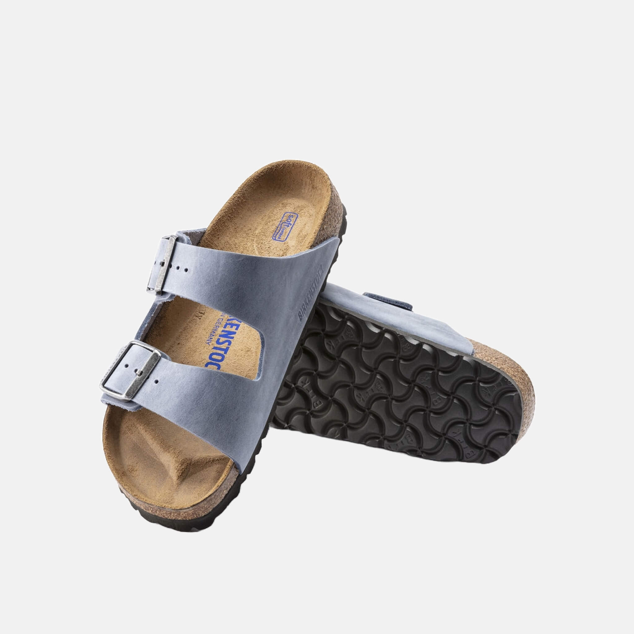 Niebieskie klapki Birkenstock Arizona Soft Footbed Oiled Leather
