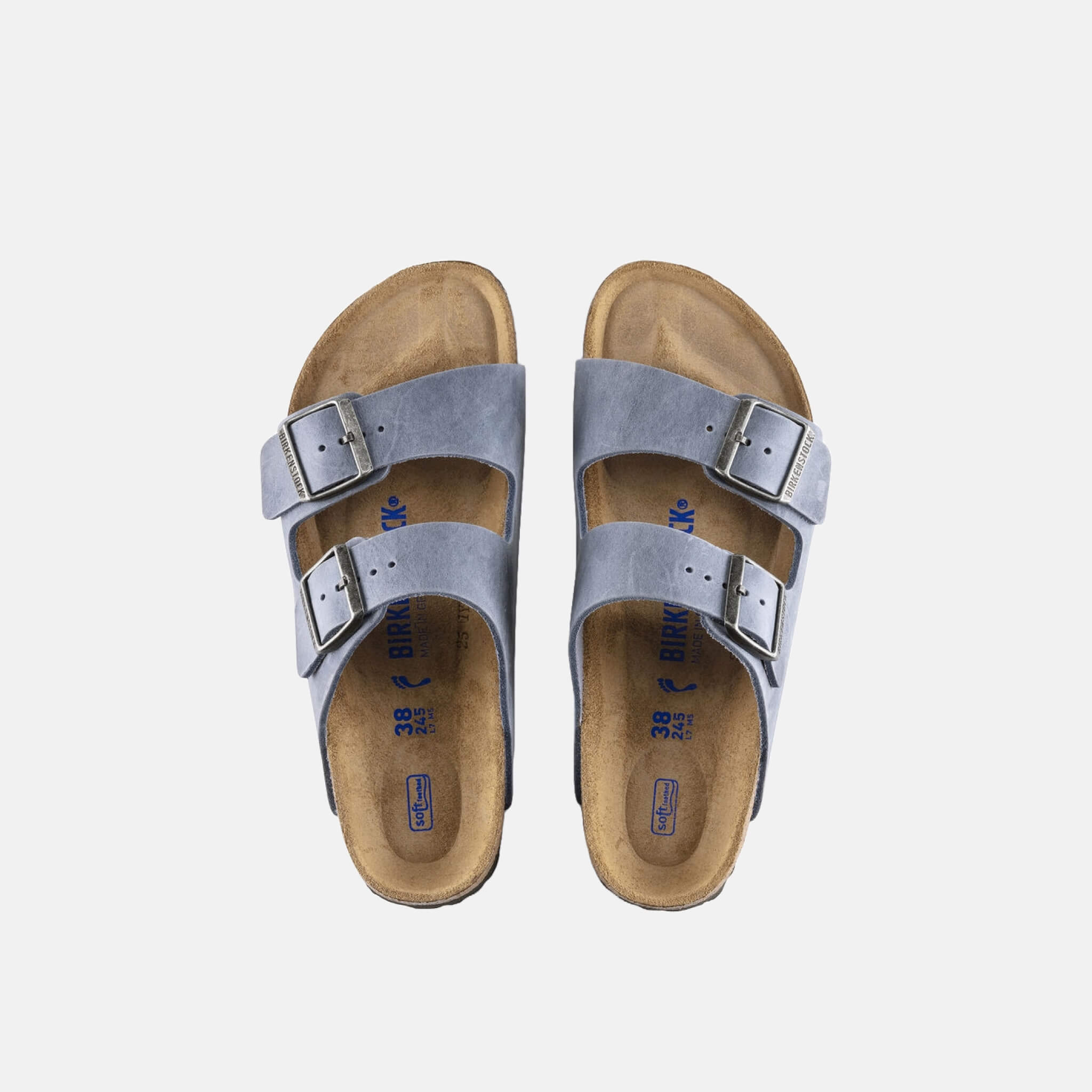 Niebieskie klapki Birkenstock Arizona Soft Footbed Oiled Leather