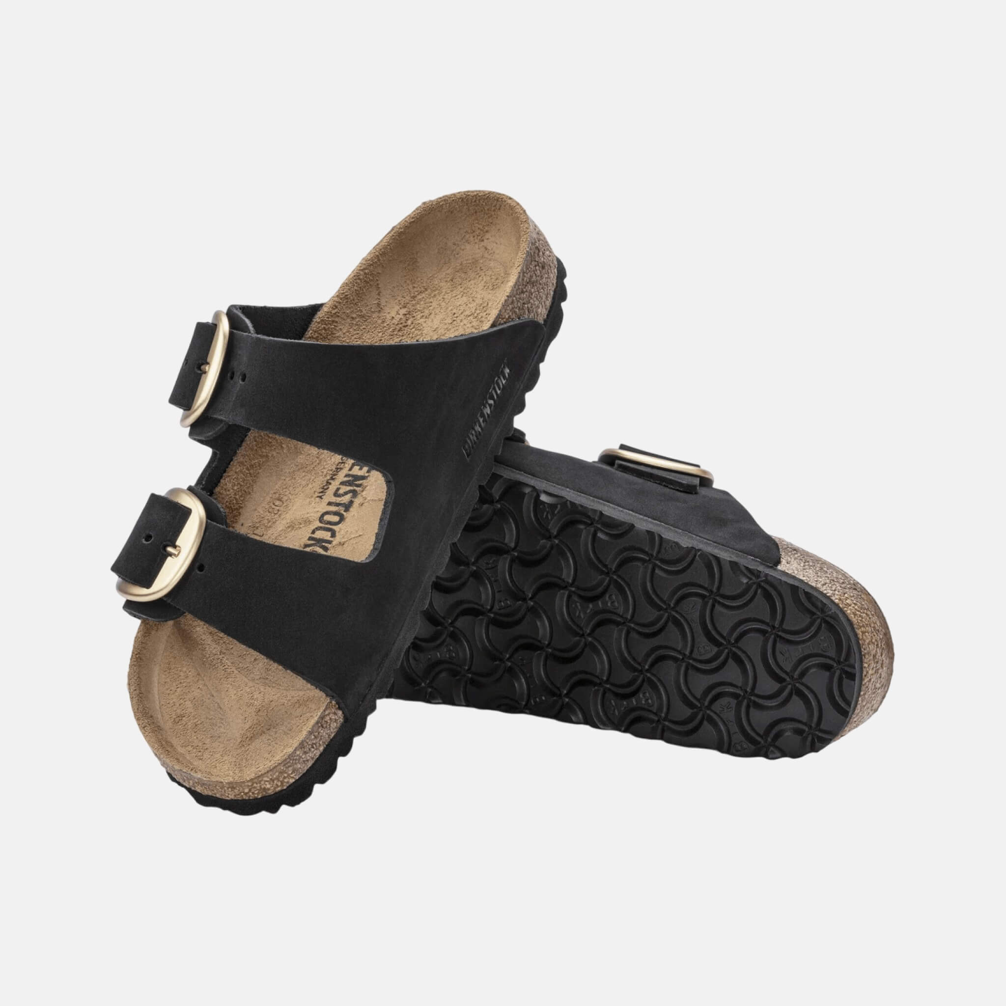 Czarne klapki Birkenstock Arizona Big Buckle Nubuck Leather