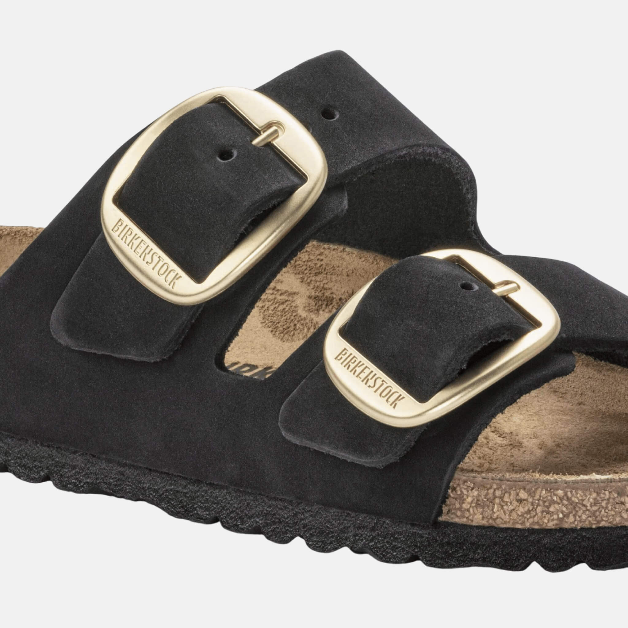 Czarne klapki Birkenstock Arizona Big Buckle Nubuck Leather