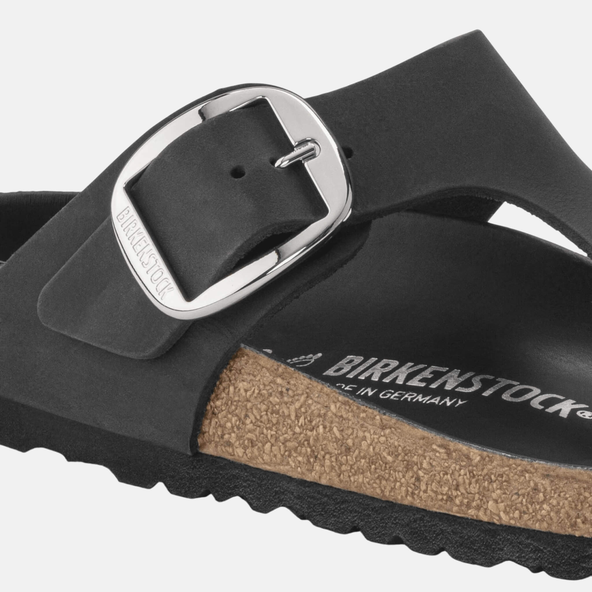 Czarne japonki Regular Gizeh Big Buckle Natural Leather Oiled