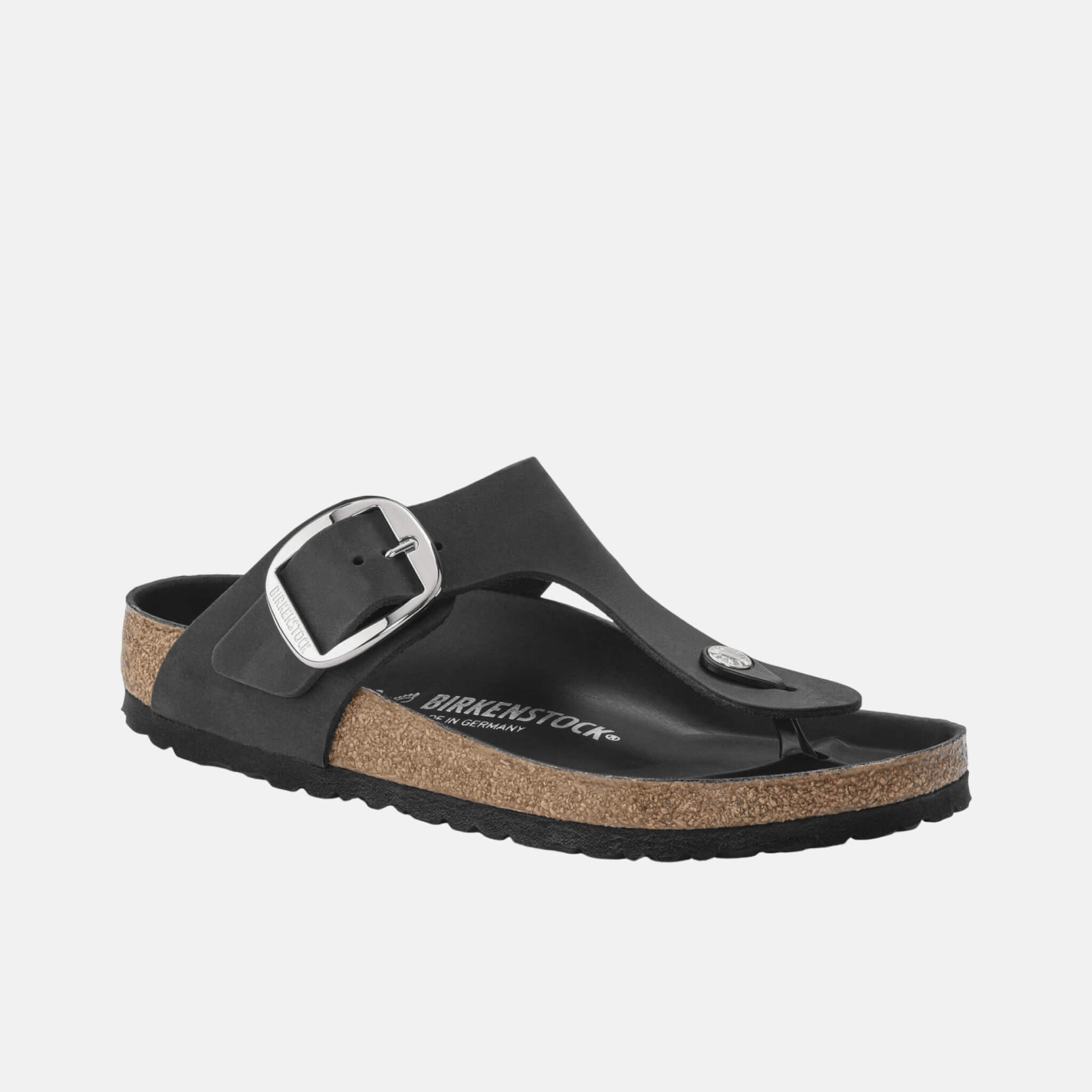 Czarne japonki Regular Gizeh Big Buckle Natural Leather Oiled