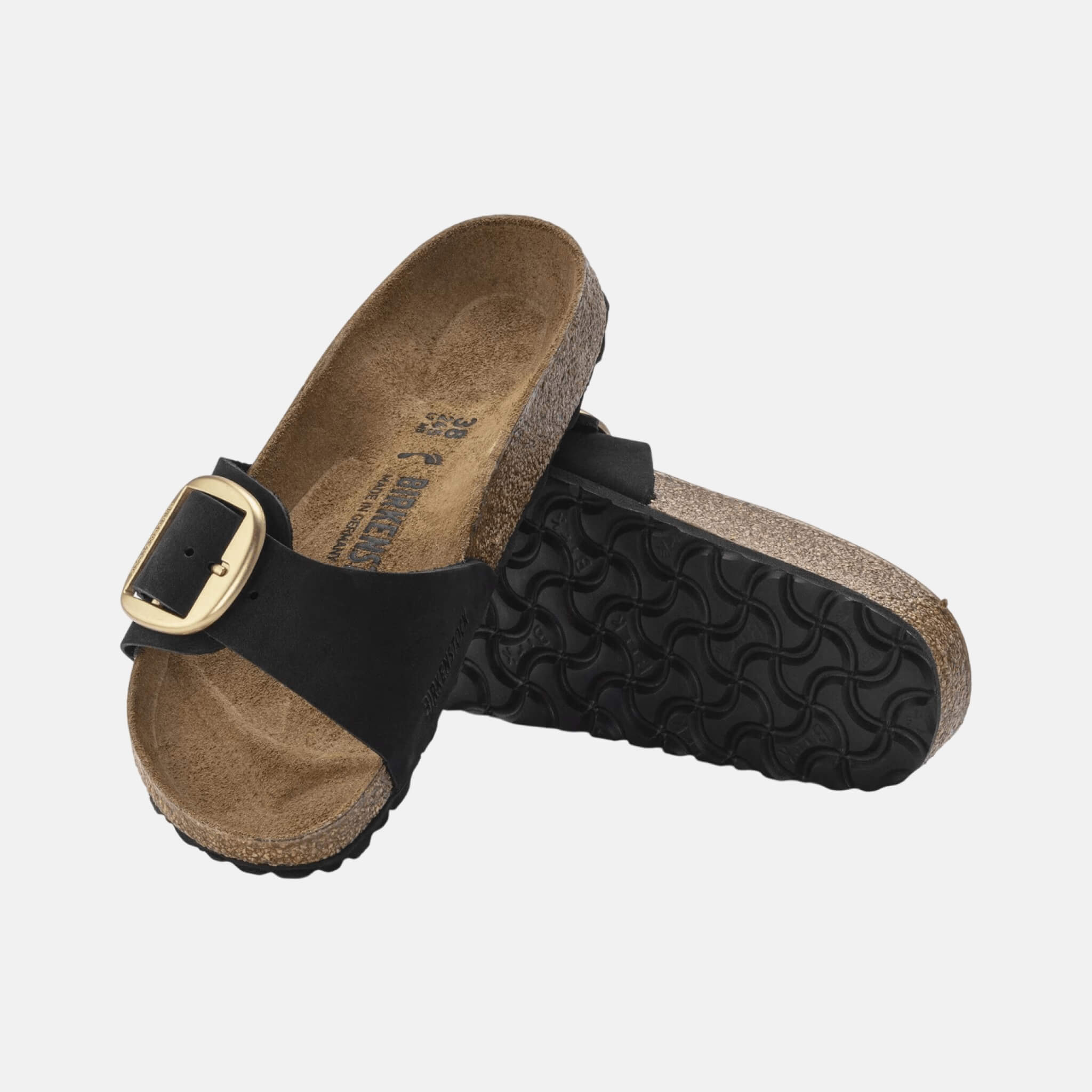 Czarne klapki Birkenstock Madrid Big Buckle Nubuck Leather