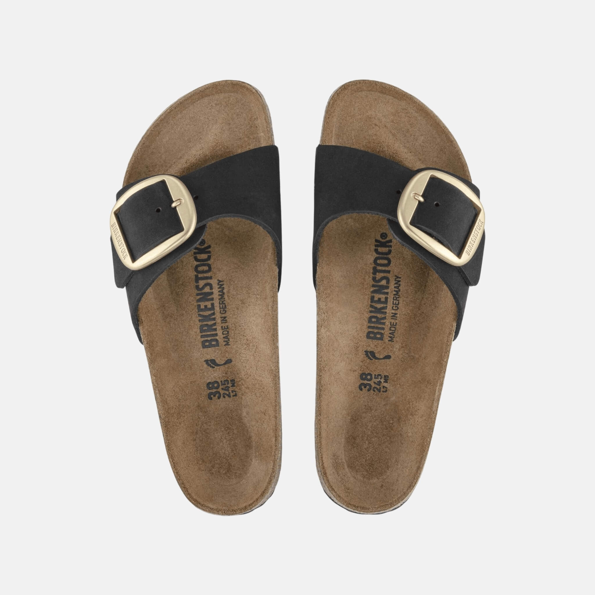 Czarne klapki Birkenstock Madrid Big Buckle Nubuck Leather
