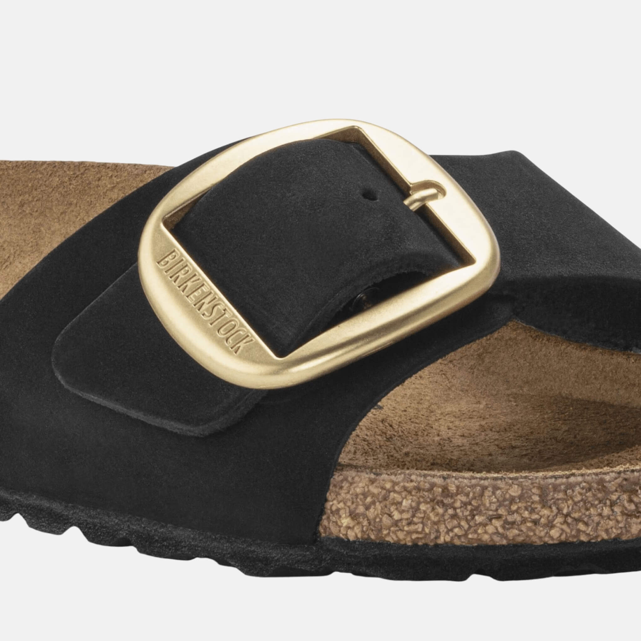Czarne klapki Birkenstock Madrid Big Buckle Nubuck Leather