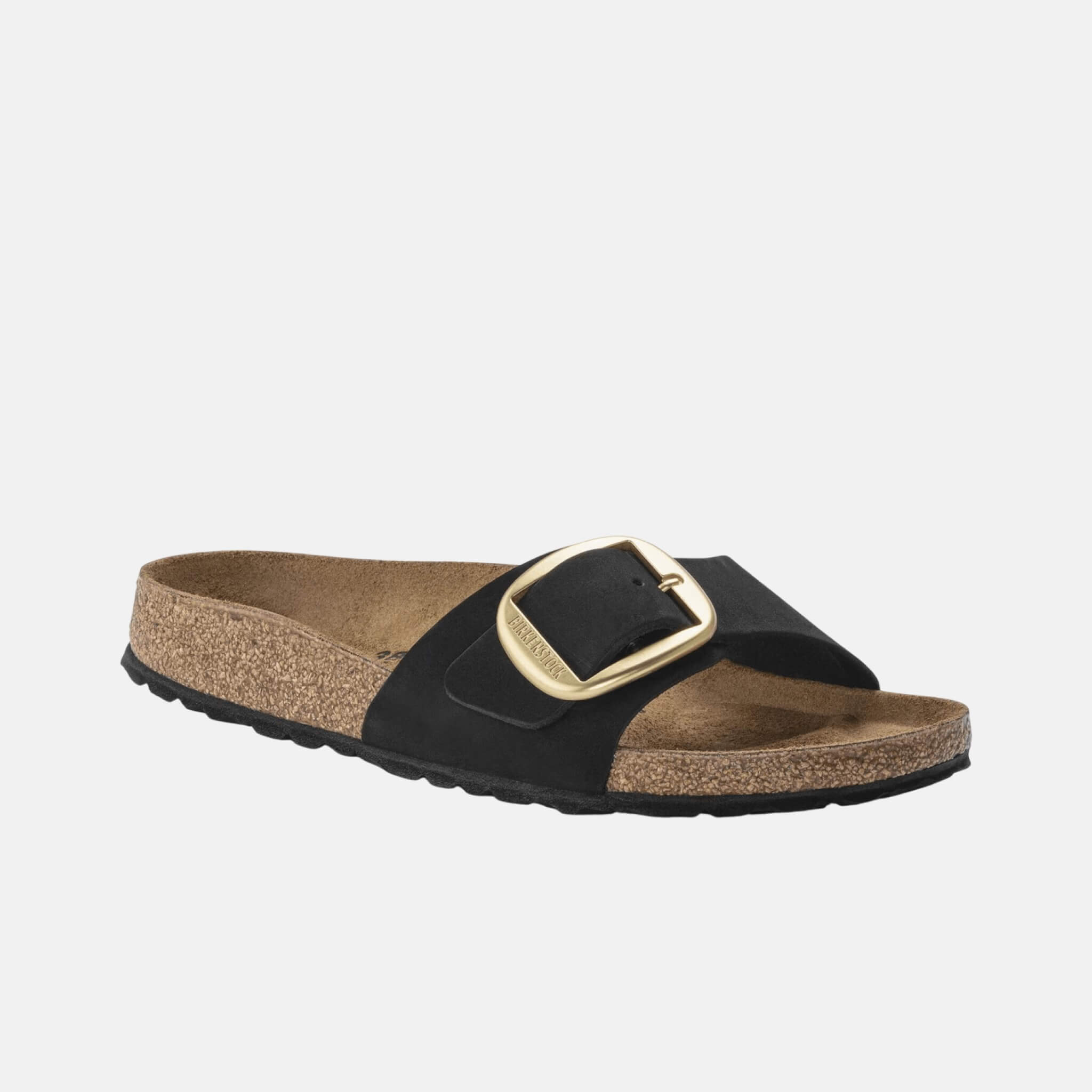 Czarne klapki Birkenstock Madrid Big Buckle Nubuck Leather