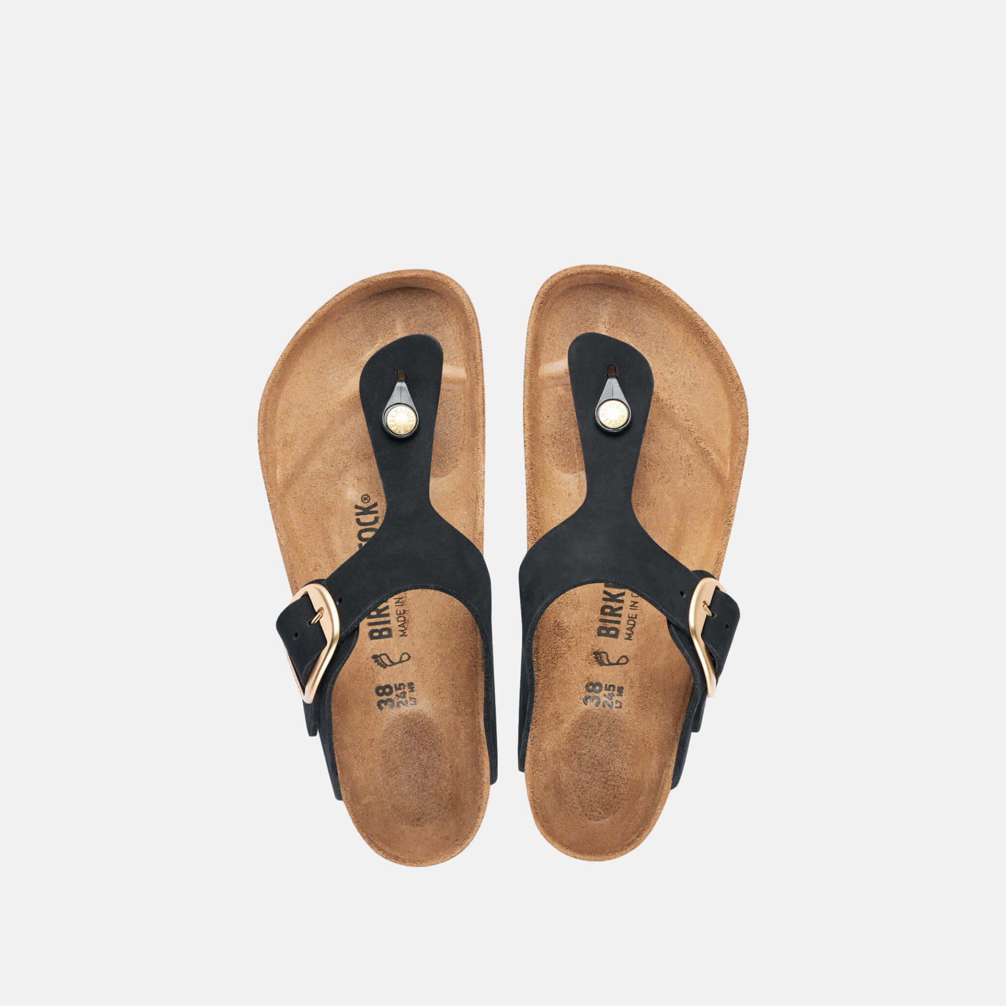 Czarne japonki Birkenstock Gizeh Big Buckle Nubuck Leather