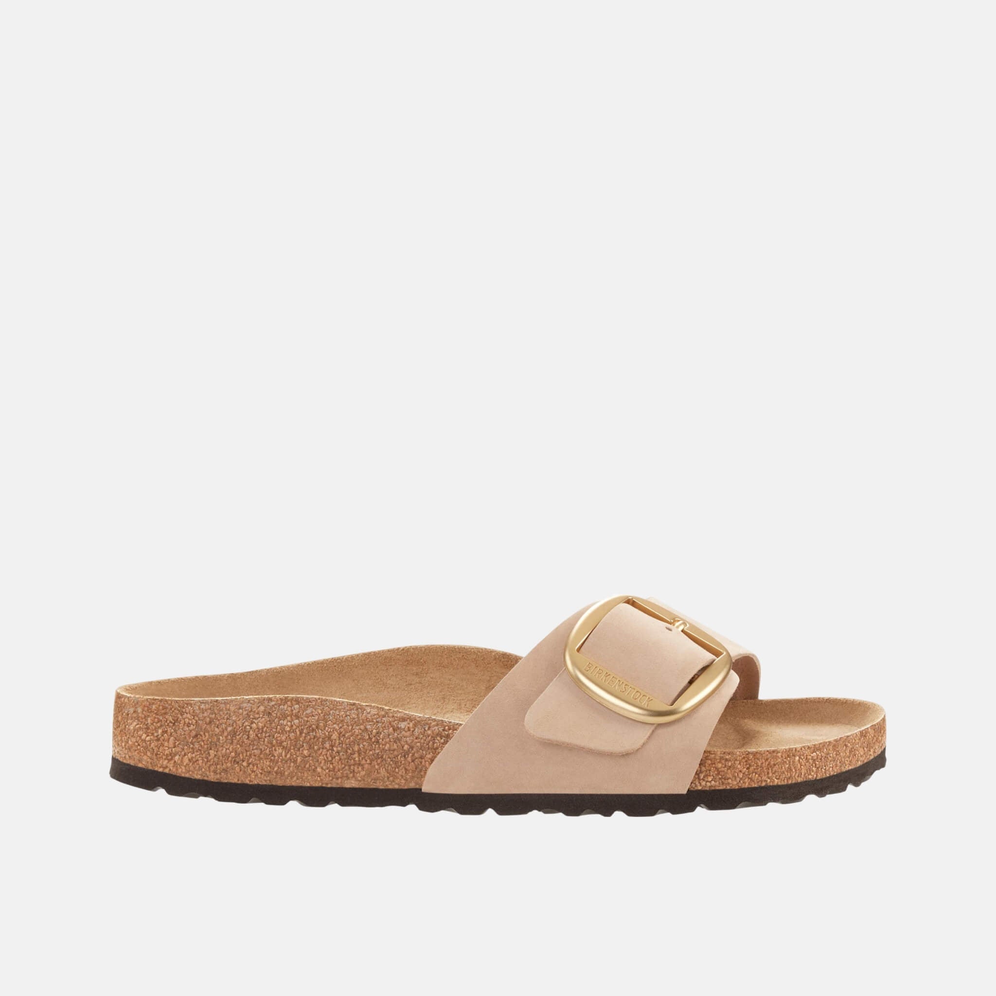 Beige Regular Madrid Big Buckle Natural Leather Nubuck Flip Flops