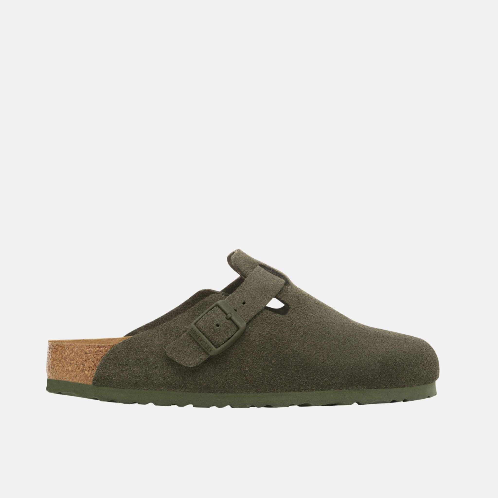 Zielone kapcie Birkenstock Boston Suede Leather