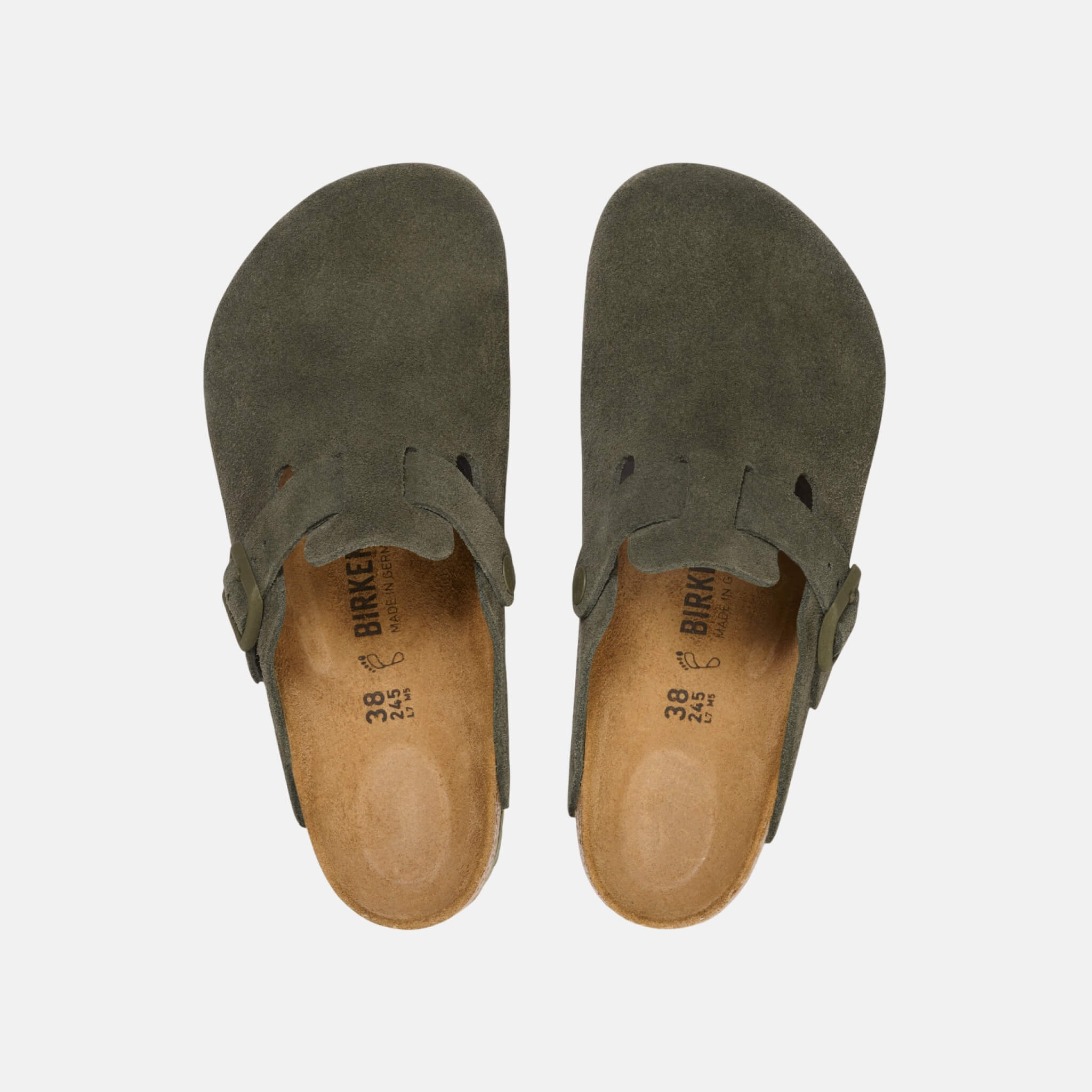 Zielone kapcie Birkenstock Boston Suede Leather