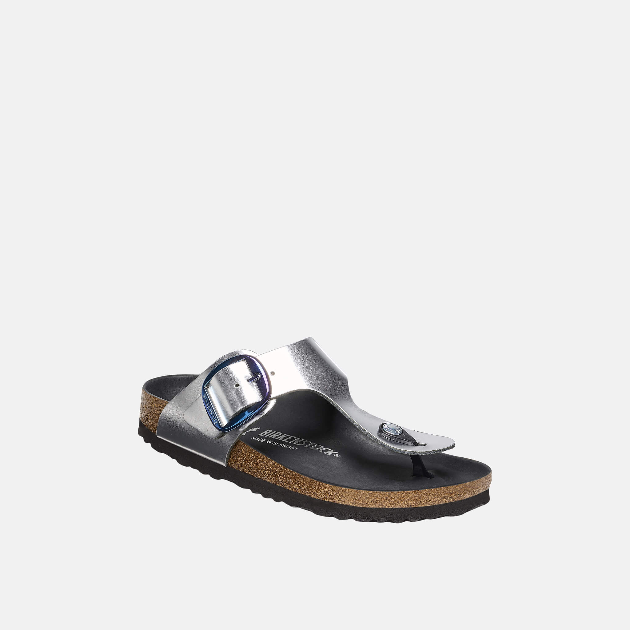 Srebrne japonki Regular Gizeh Big Buckle Metallic Leather