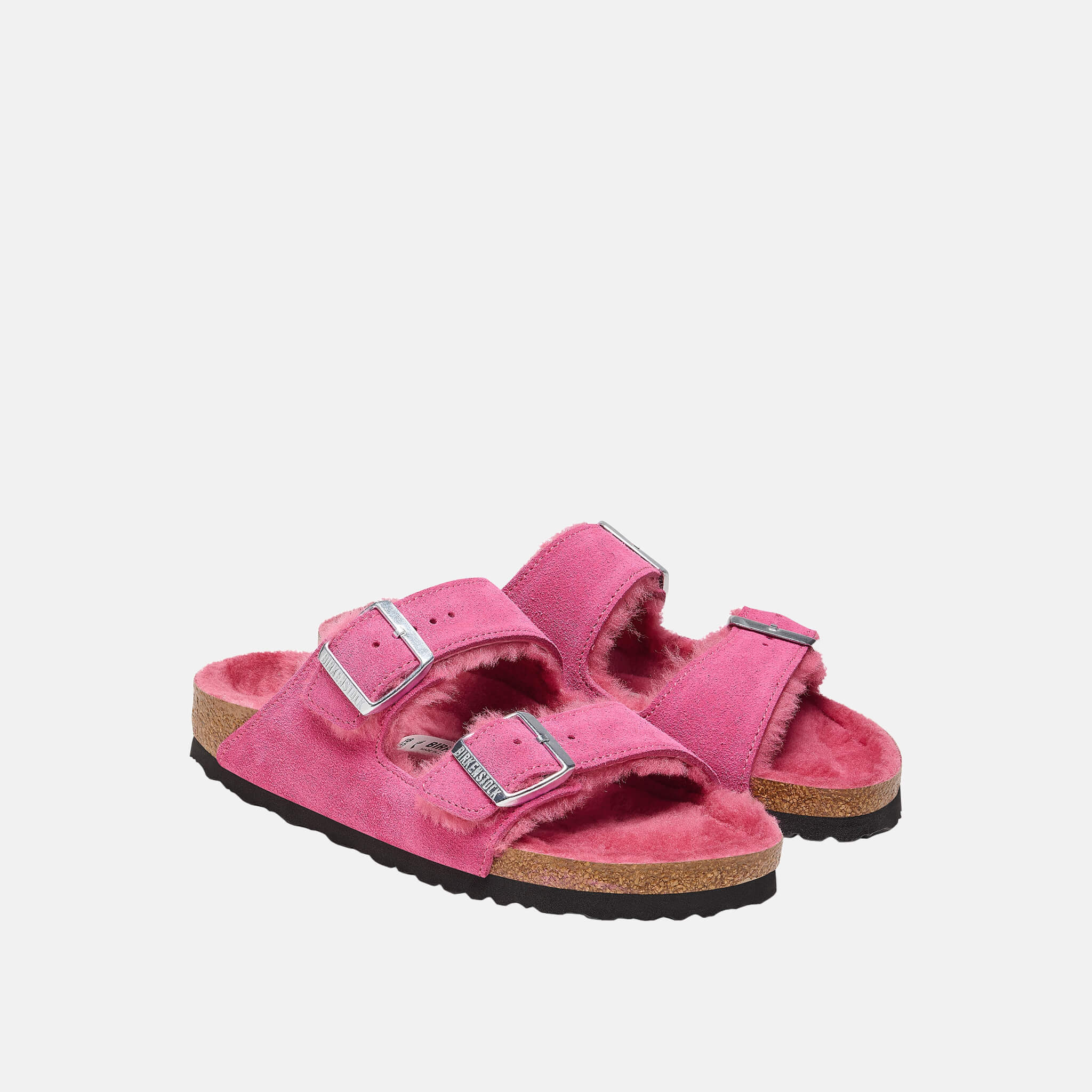 Pink Regular Arizona Suede Shearling Slides