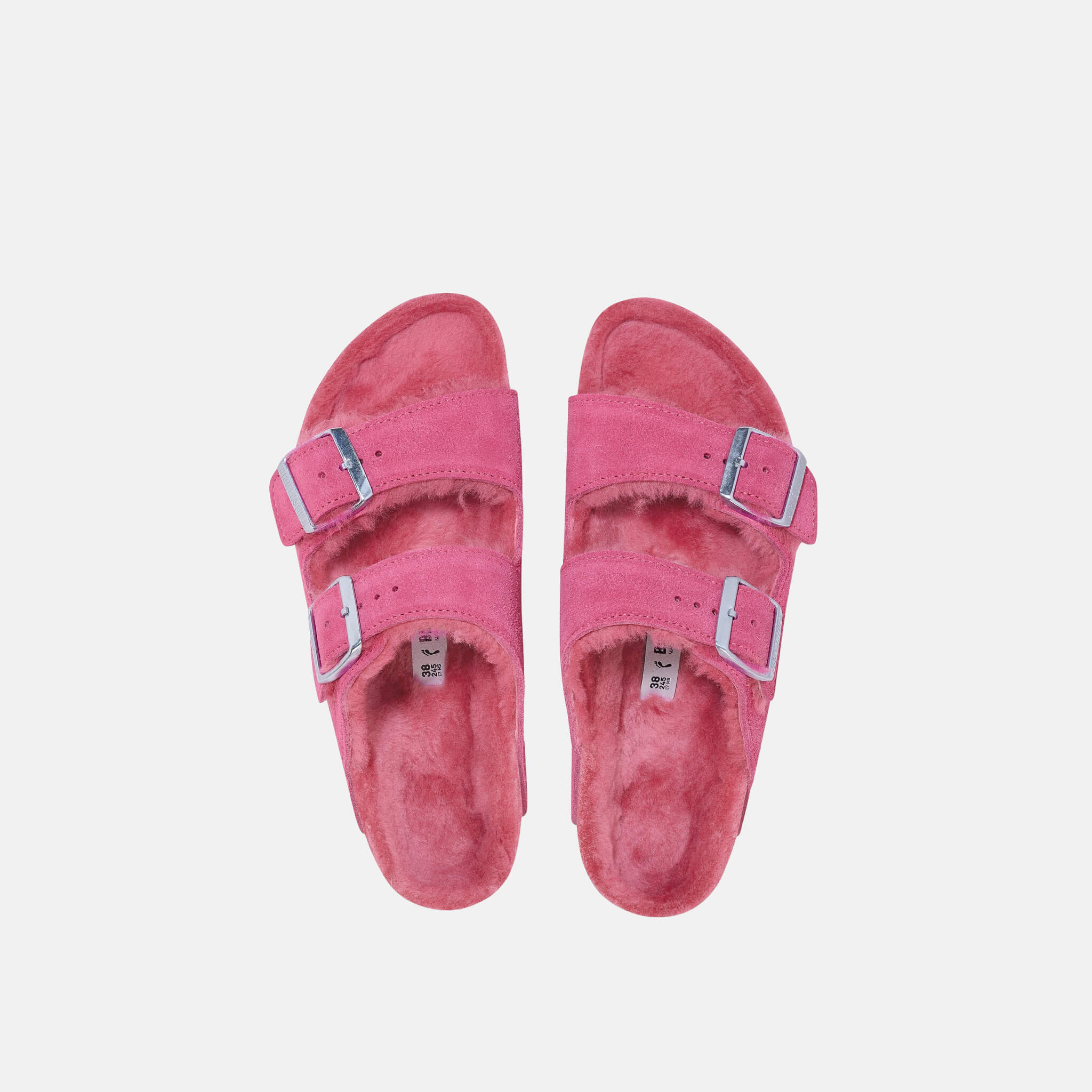 Różowe klapki Regular Arizona Suede Shearling