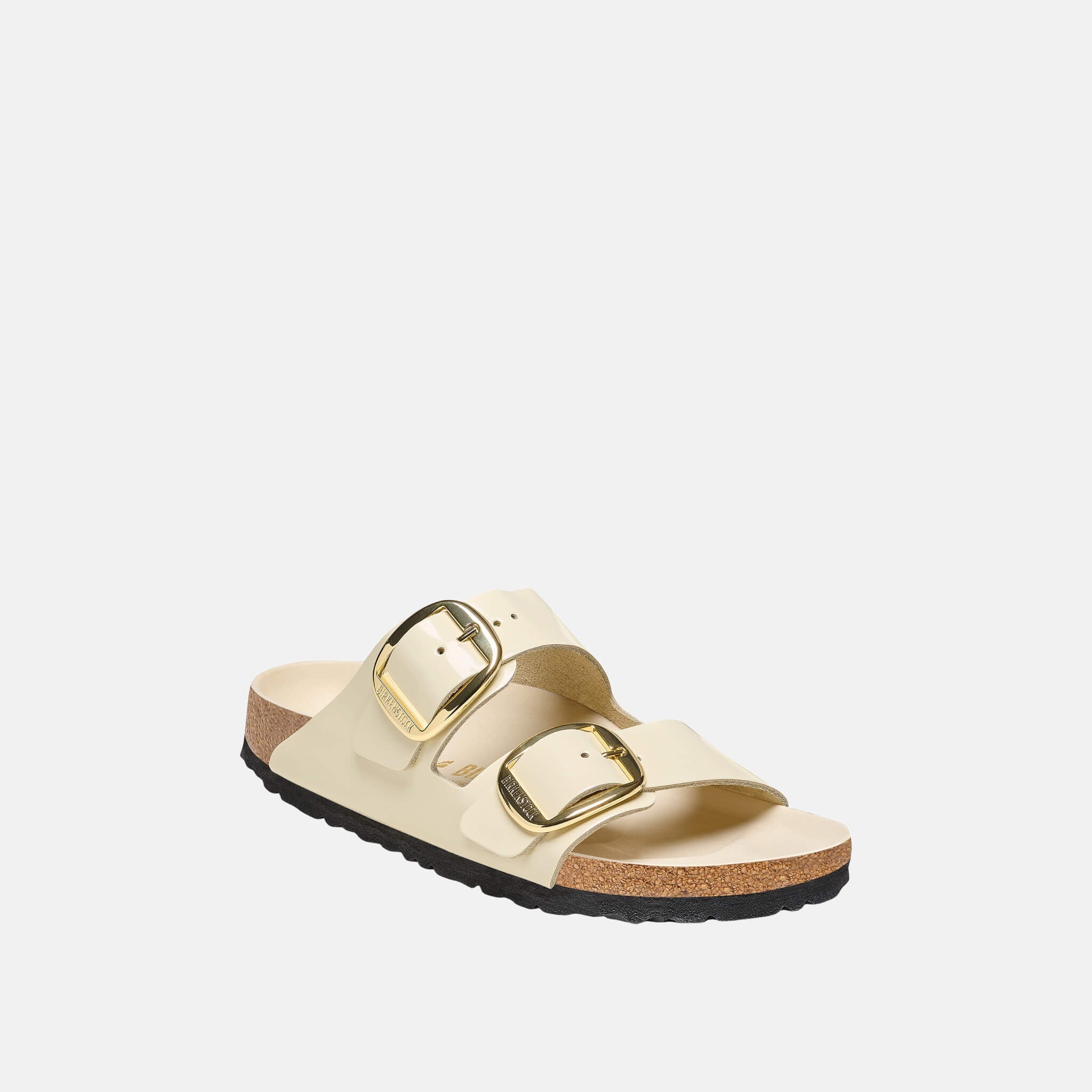 Beżowe klapki Arizona High Shine Big Buckle