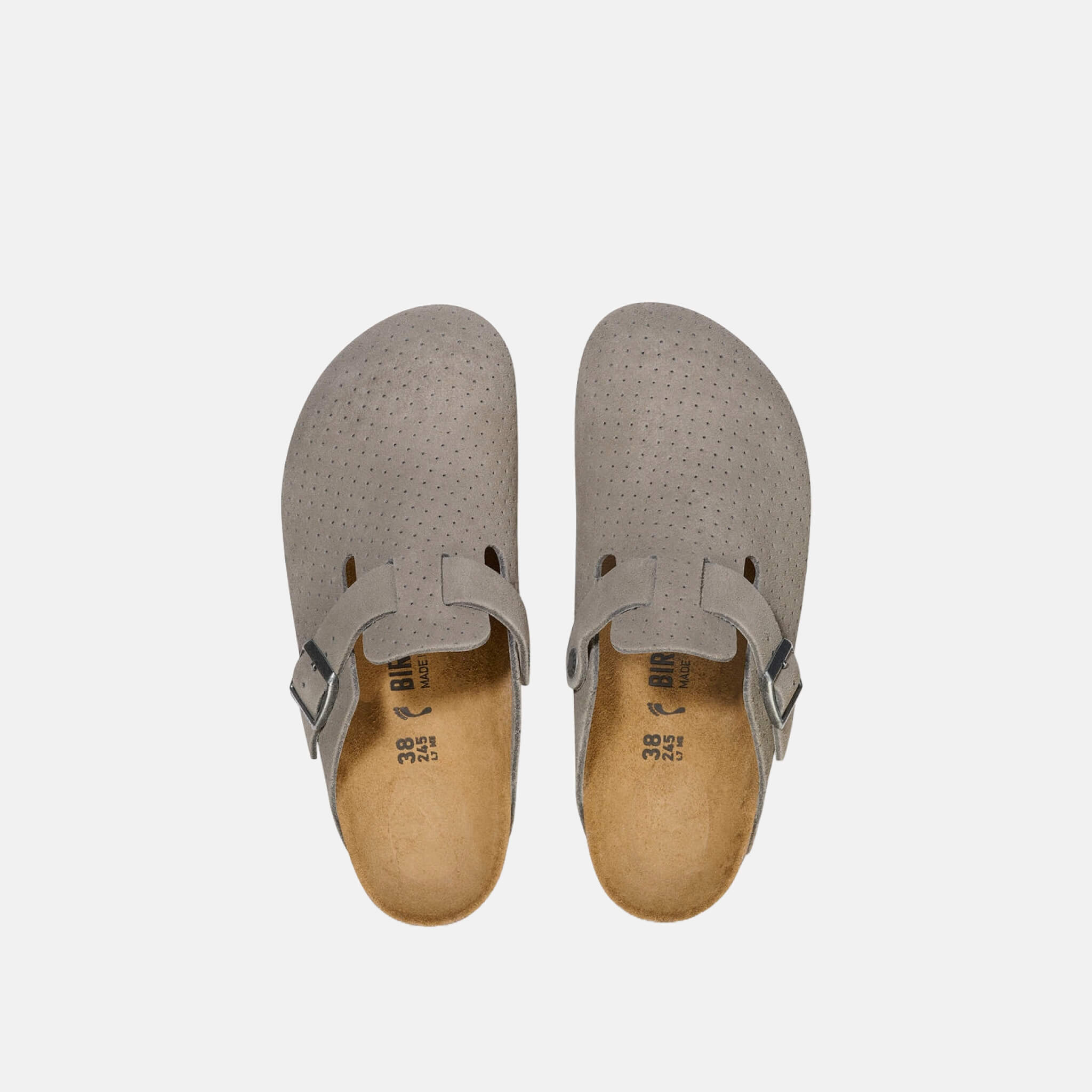 Szare klapki Birkenstock Boston Suede Leather Embossed
