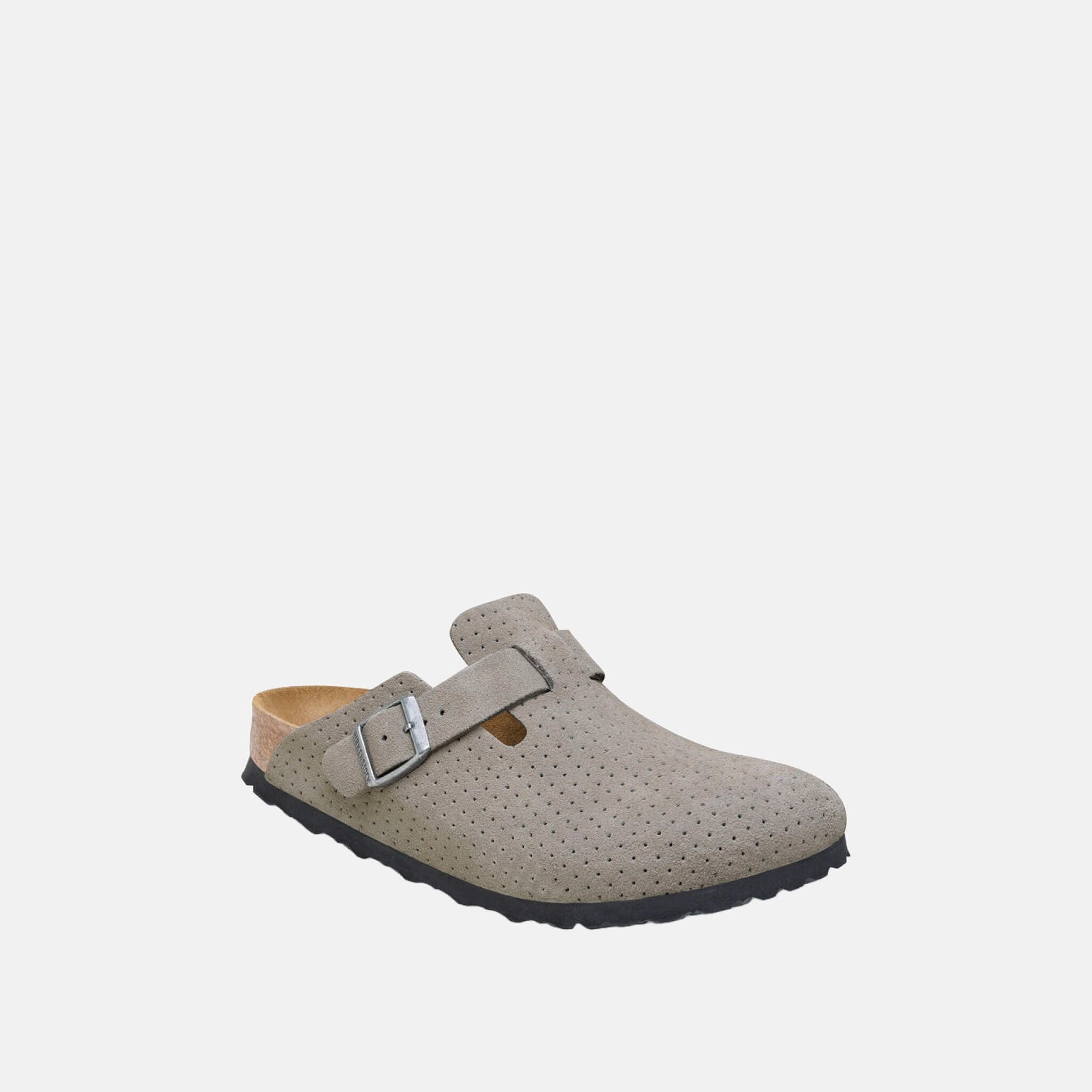 Szare klapki Birkenstock Boston Suede Leather Embossed