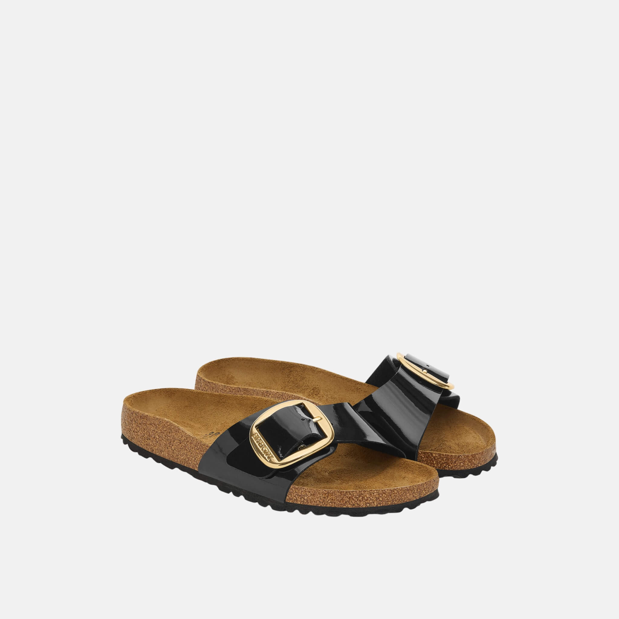 Czarne klapki Birkenstock Madrid Big Buckle Birko-Flor Patent