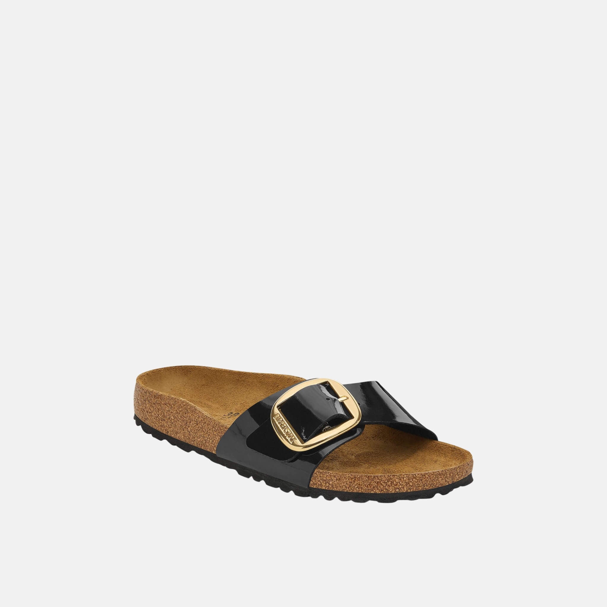 Czarne klapki Birkenstock Madrid Big Buckle Birko-Flor Patent