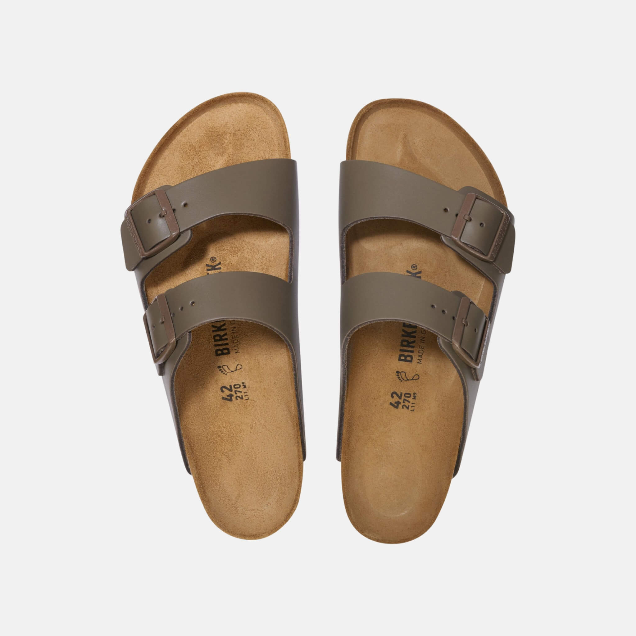 Brązowe Regular Klapki Arizona Natural Leather